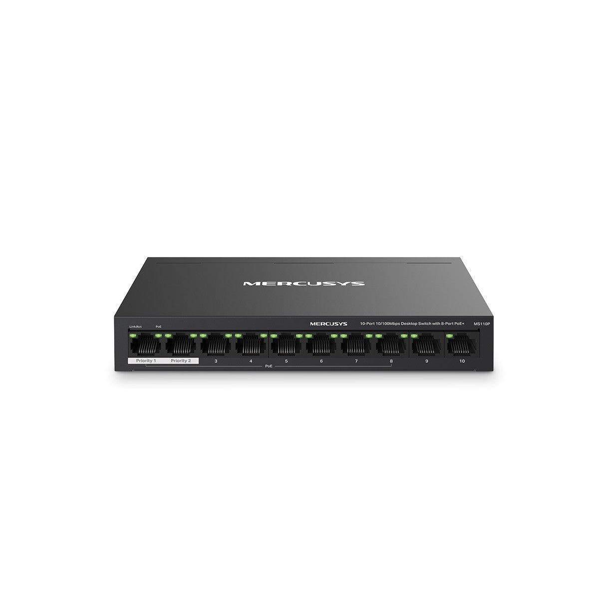 Mercusys MS110P switch di rete Gestito Fast Ethernet (10/100) Supporto Power over Ethernet (PoE) Nero