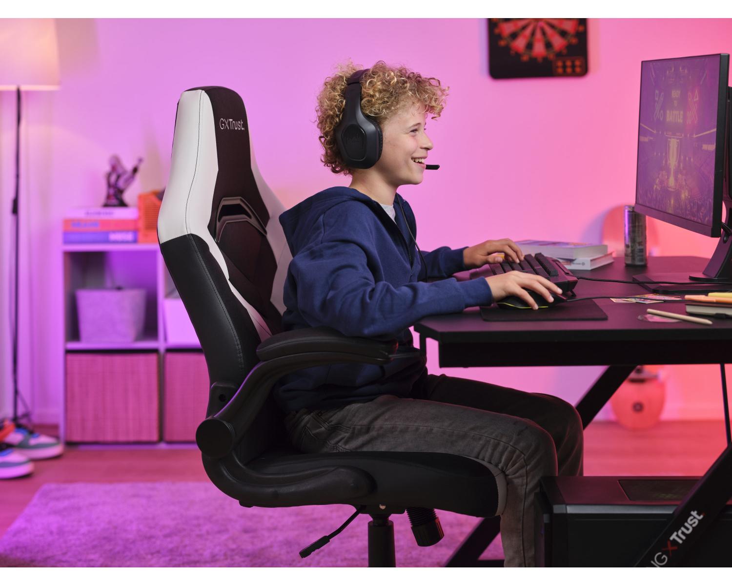 Trust GXT 703W RIYE Sedia per gaming universale Nero, Bianco