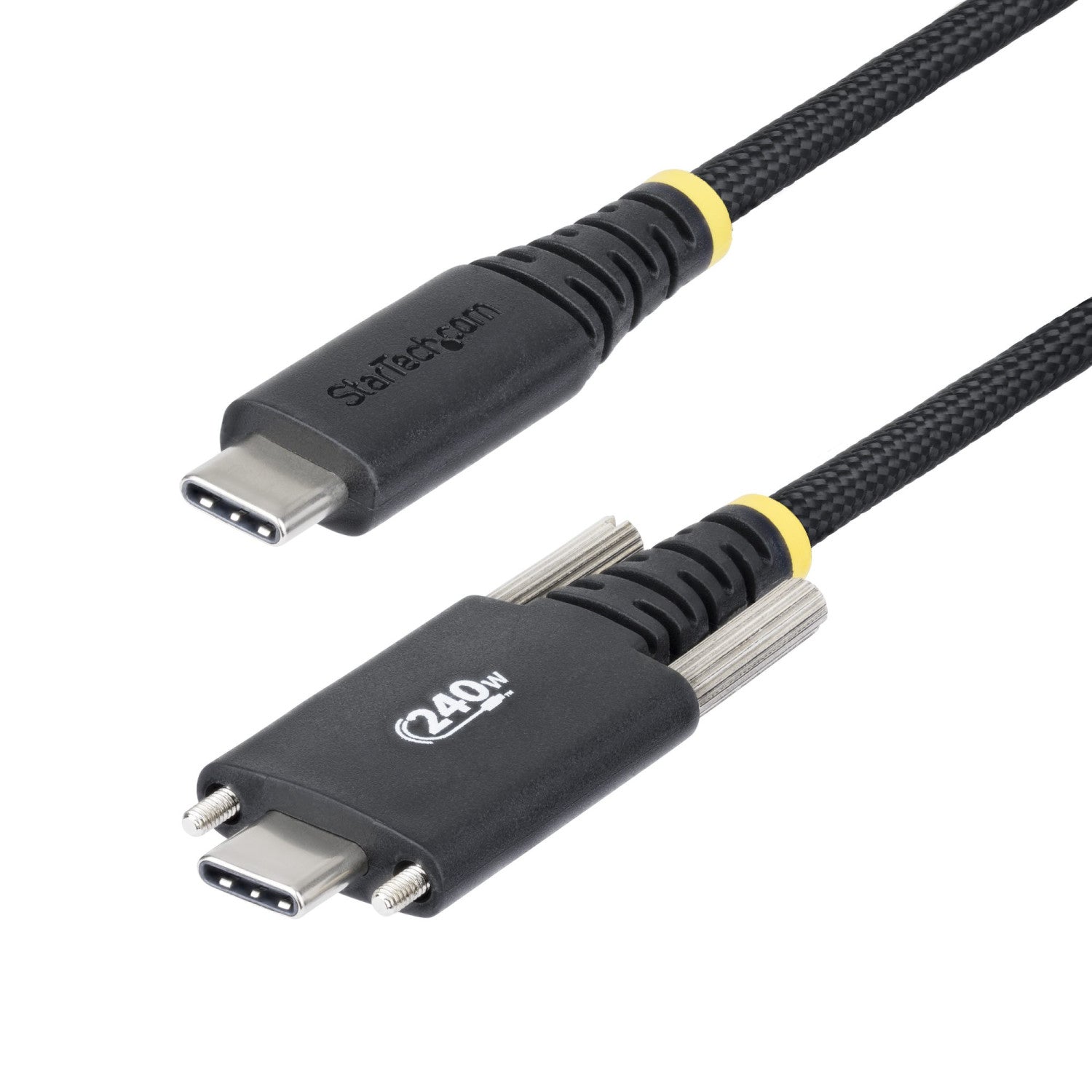 StarTech.com Cavo di ricarica USB-C da 3m, chiusura a vite laterale, 240W (5A) PD EPR, rivestimento in silicone con nylon intrecciato, USB 2.0, certificato USB-IF