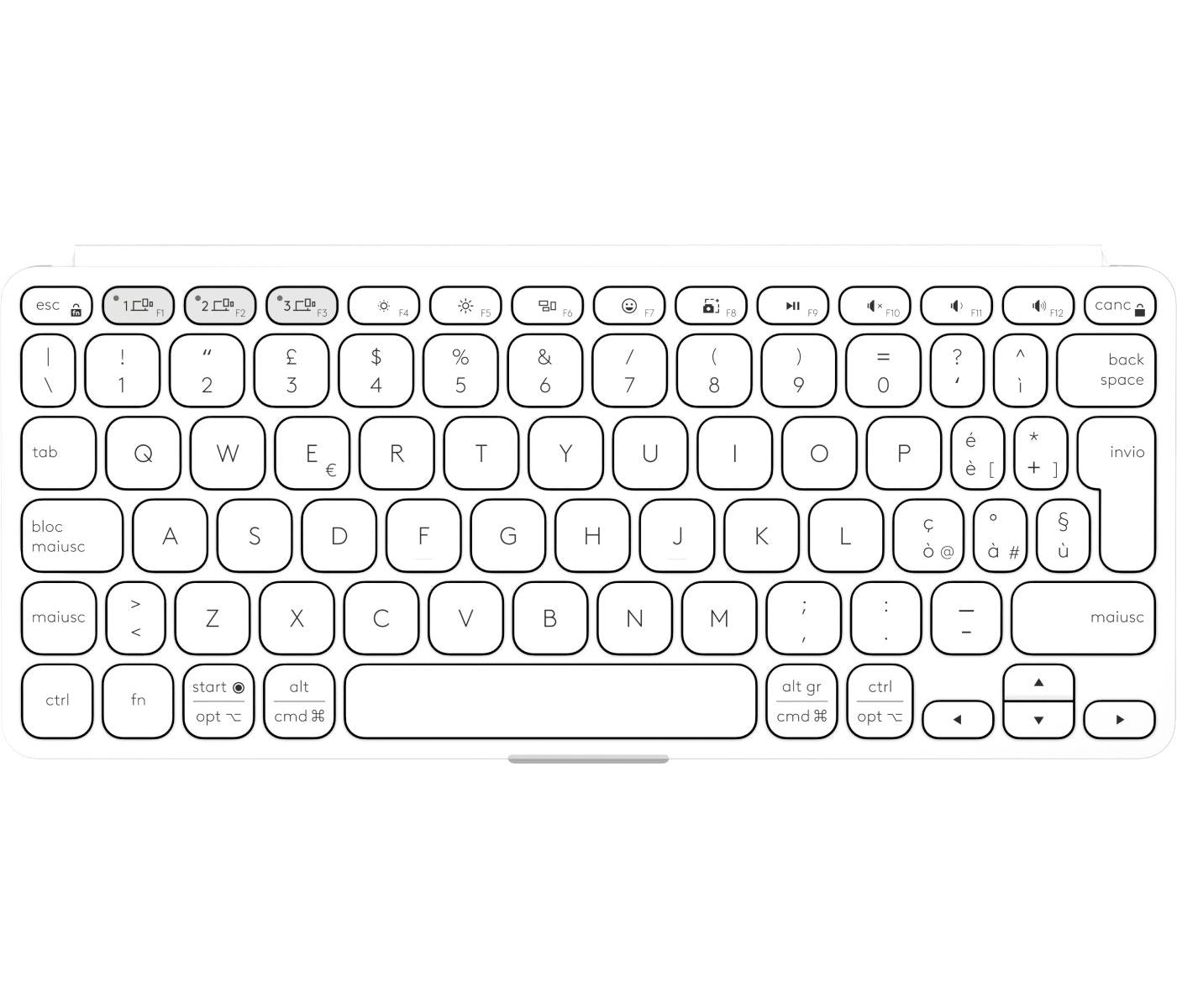 Logitech Keys-To-Go 2 tastiera Universale Bluetooth QWERTY Italiano Bianco
