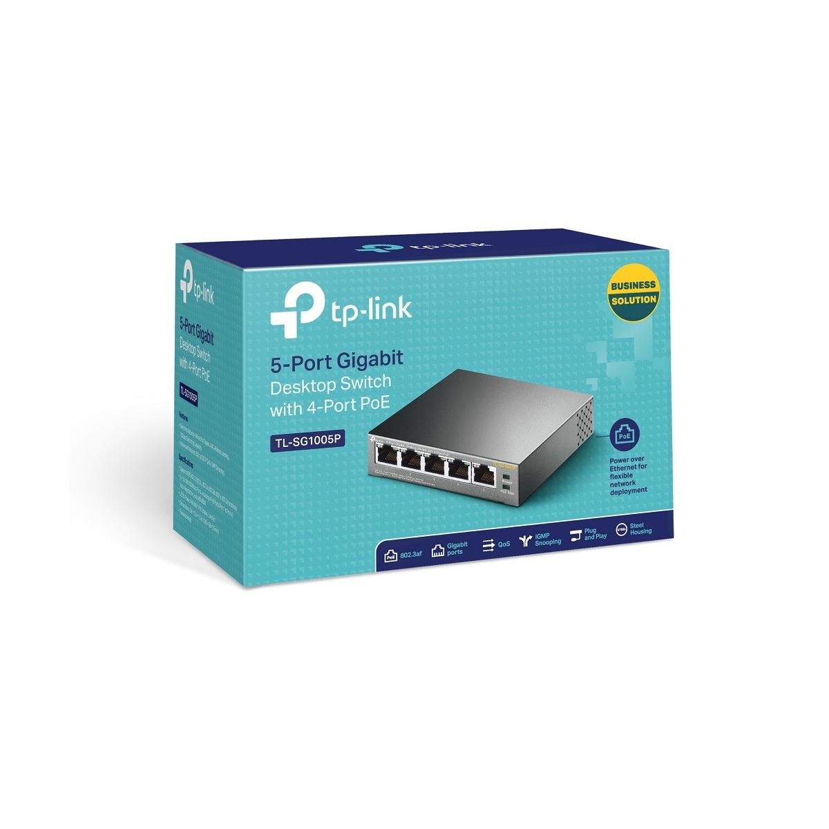 TP-Link TL-SG1005P Switch di Rete Non gestito Gigabit Ethernet Supporto Power Over Ethernet Nero