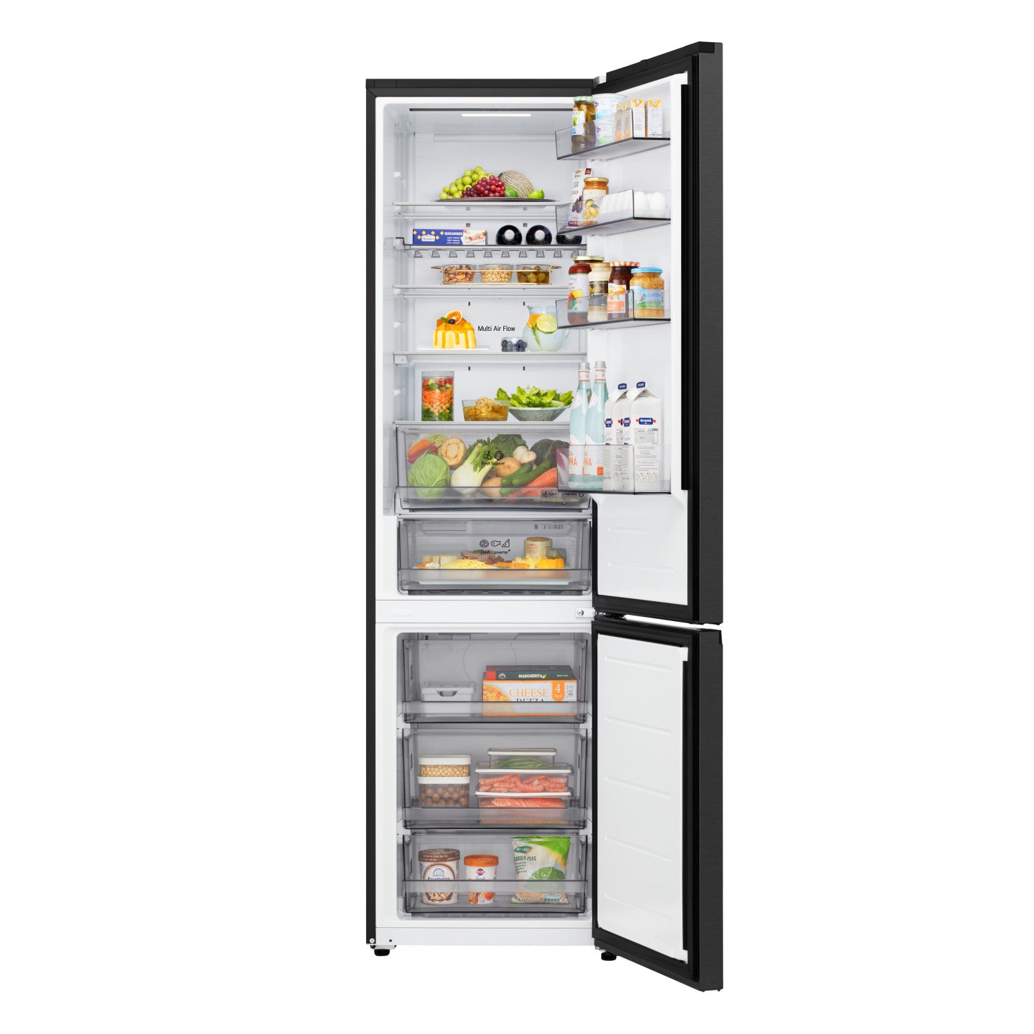 LG GBBS323CEV Frigorifero combinato Fit Max 60cm, Classe C, 375L, AI Inverter, Black Steel