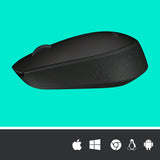 Logitech 910004424 M171 Mouse Wireless 2.4 GHz con Mini Ricevitore USB Rilevamento Ottico Nero