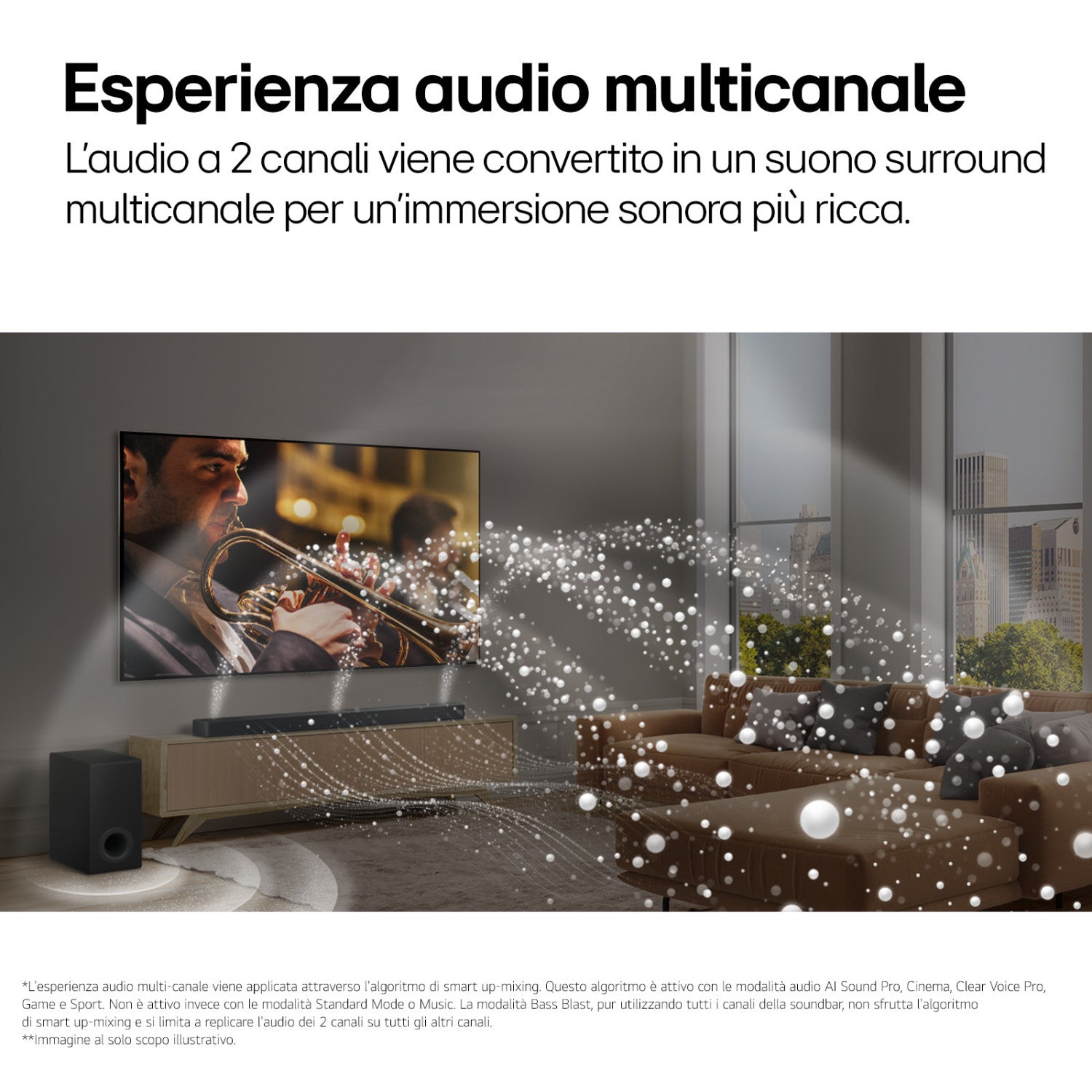 LG Soundbar S90TY, 570W su 5.1.3 canali, Dolby Atmos, Wi-Fi, 3 speaker up-firing