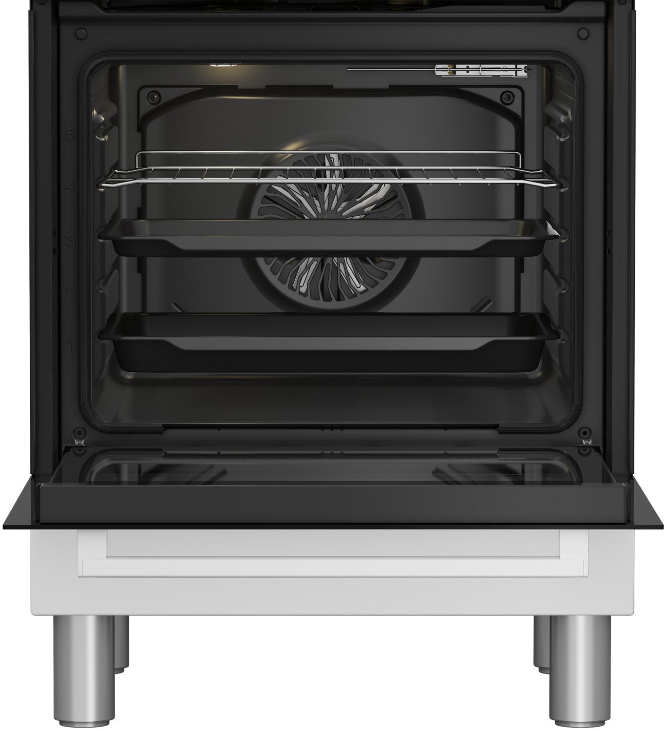 Beko Cucina Forno Elettrico Ventilato con Grill Elettrico e Timer ,coperchio in vetro, ventilazione tangenziale, Classe A, Display LED XL, Bianco