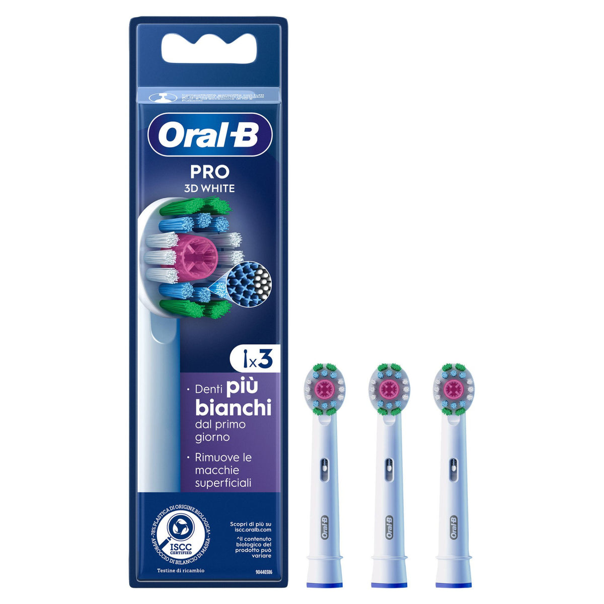 Oral-B Testine Di Ricambio Pro 3D White 3 pz Bianco