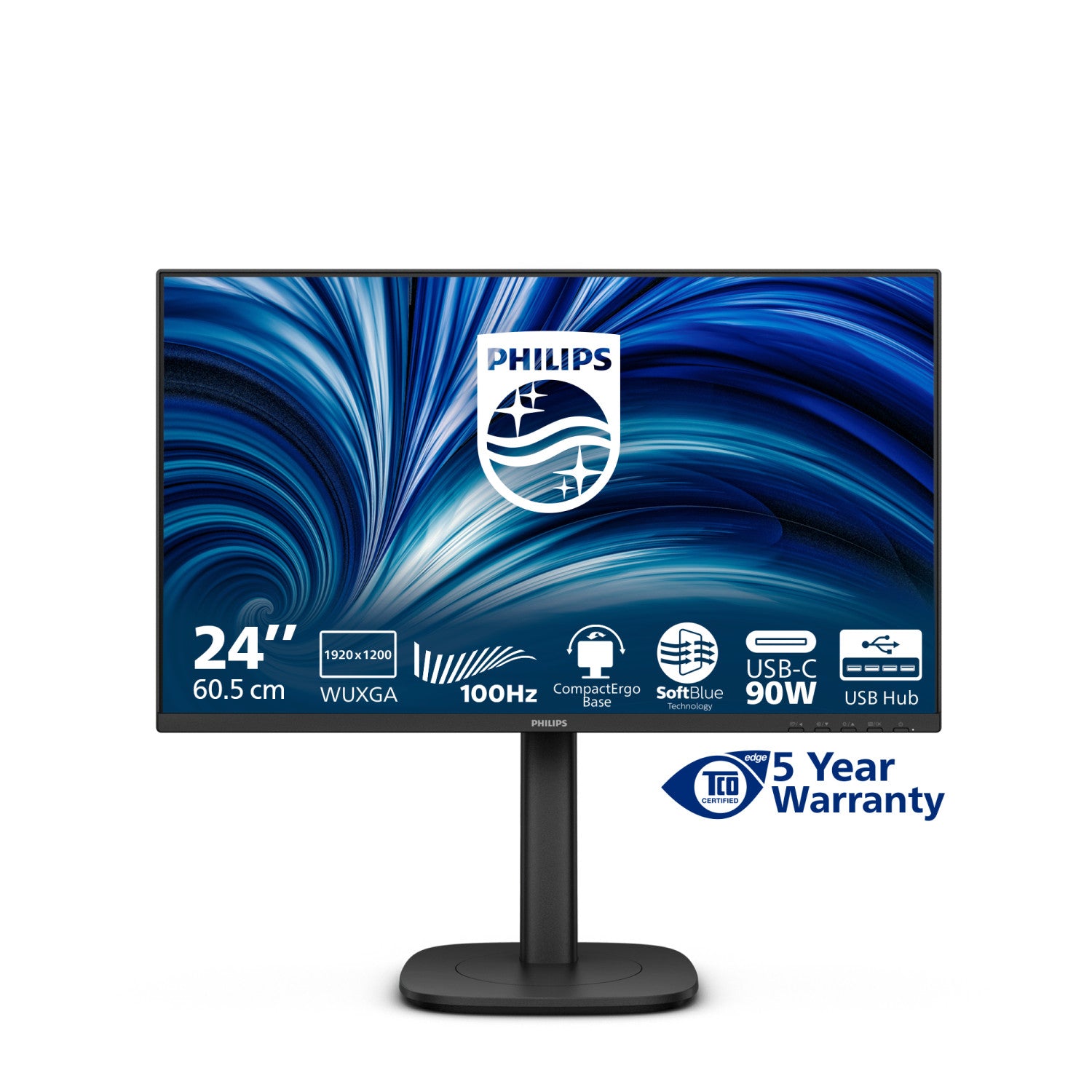 Philips 3000 series 24B2U3301D/00 Monitor PC 61,2 cm (24.1") 1920 x 1200 Pixel WUXGA LCD Nero