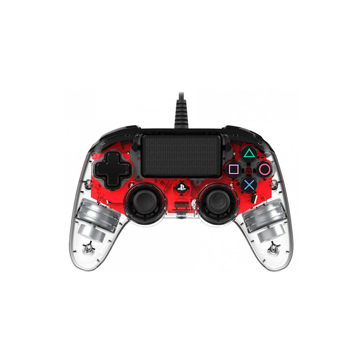 Nacon PS4OFCPADCLRED Compact Controller PS4 Ufficiale Sony PlayStation, Crystal Rosso