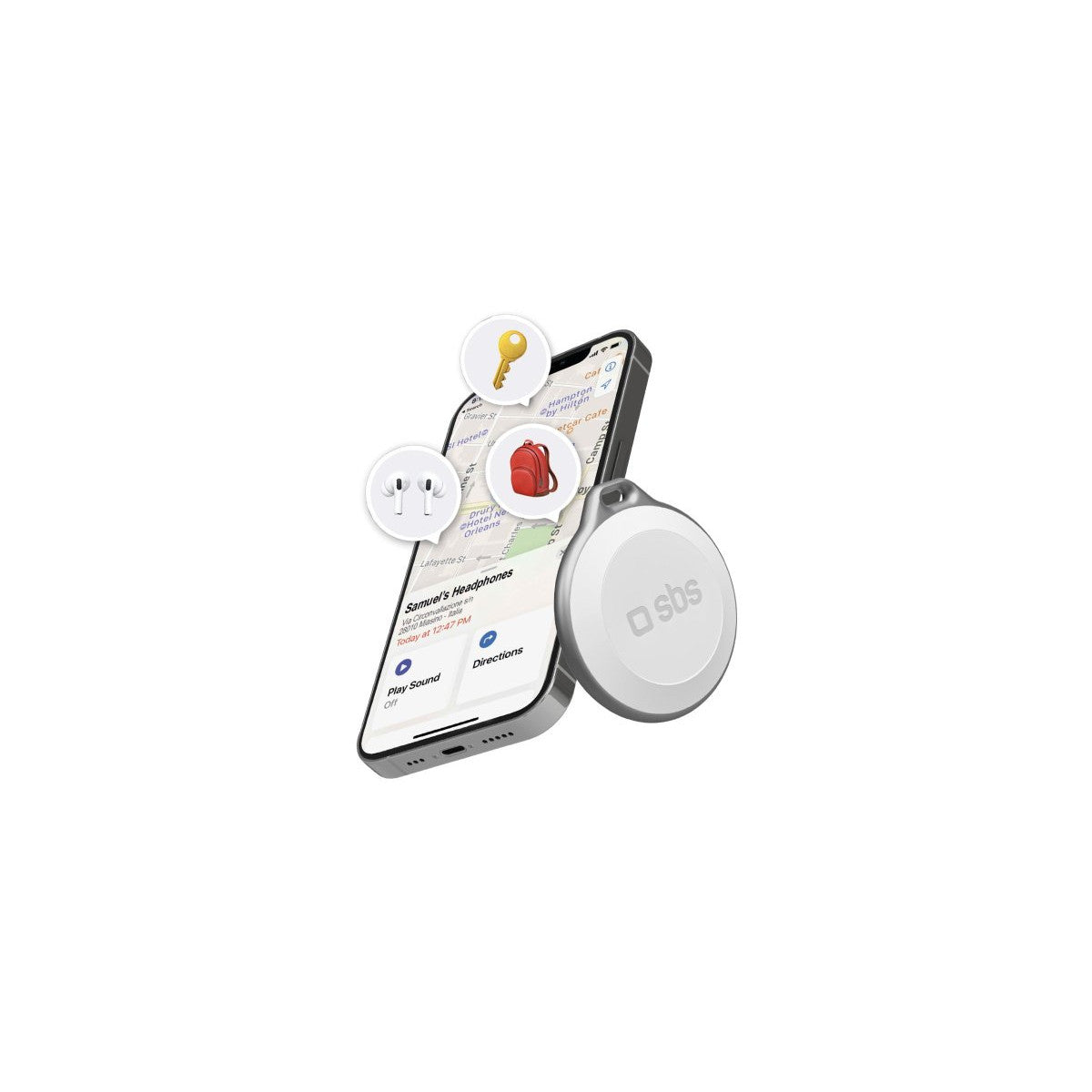 SBS TEFINDBTAPW localizzatore e cercatore GPS Universale Bianco