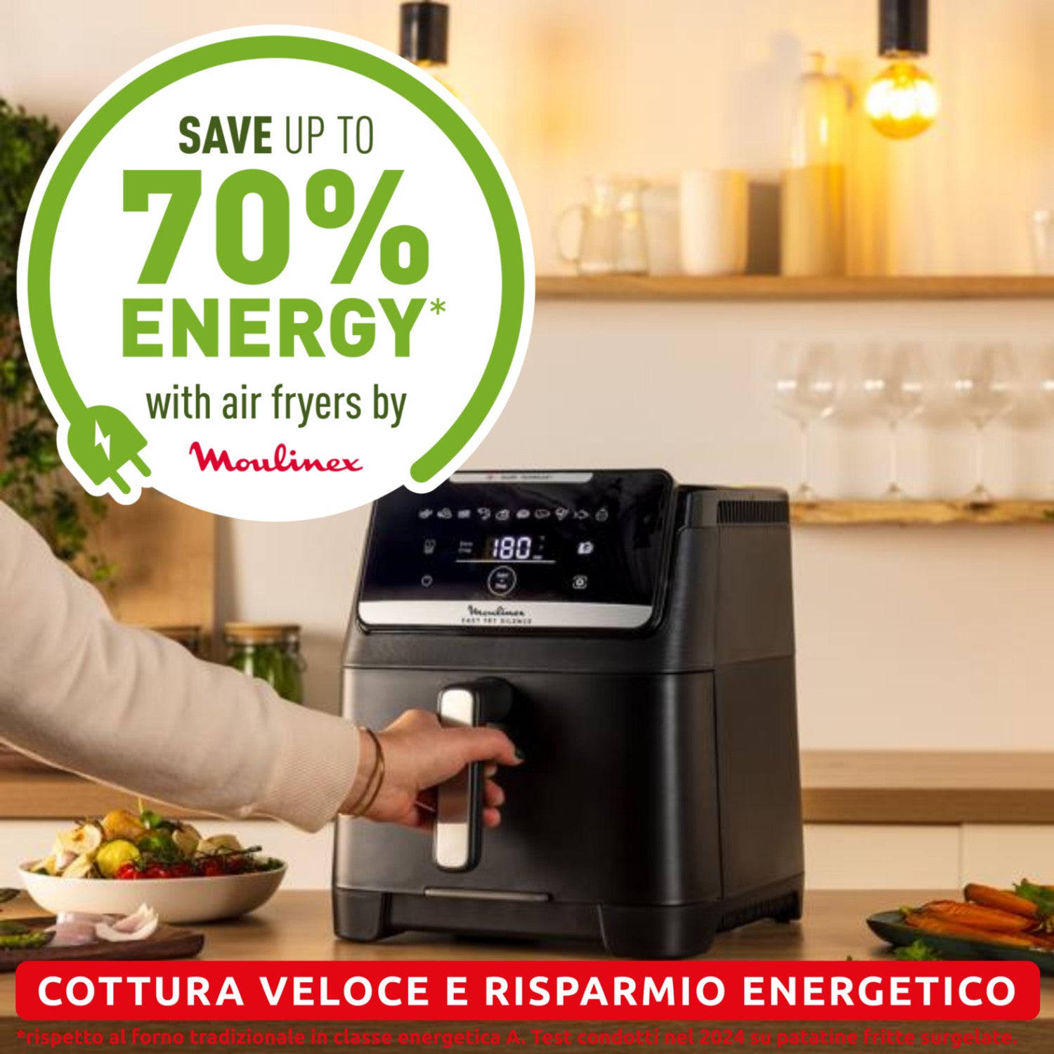 Moulinex EZ8428 Easy Fry Silence 7L, Friggitrice ad aria, Silenziosa, Frontale Rimovibile