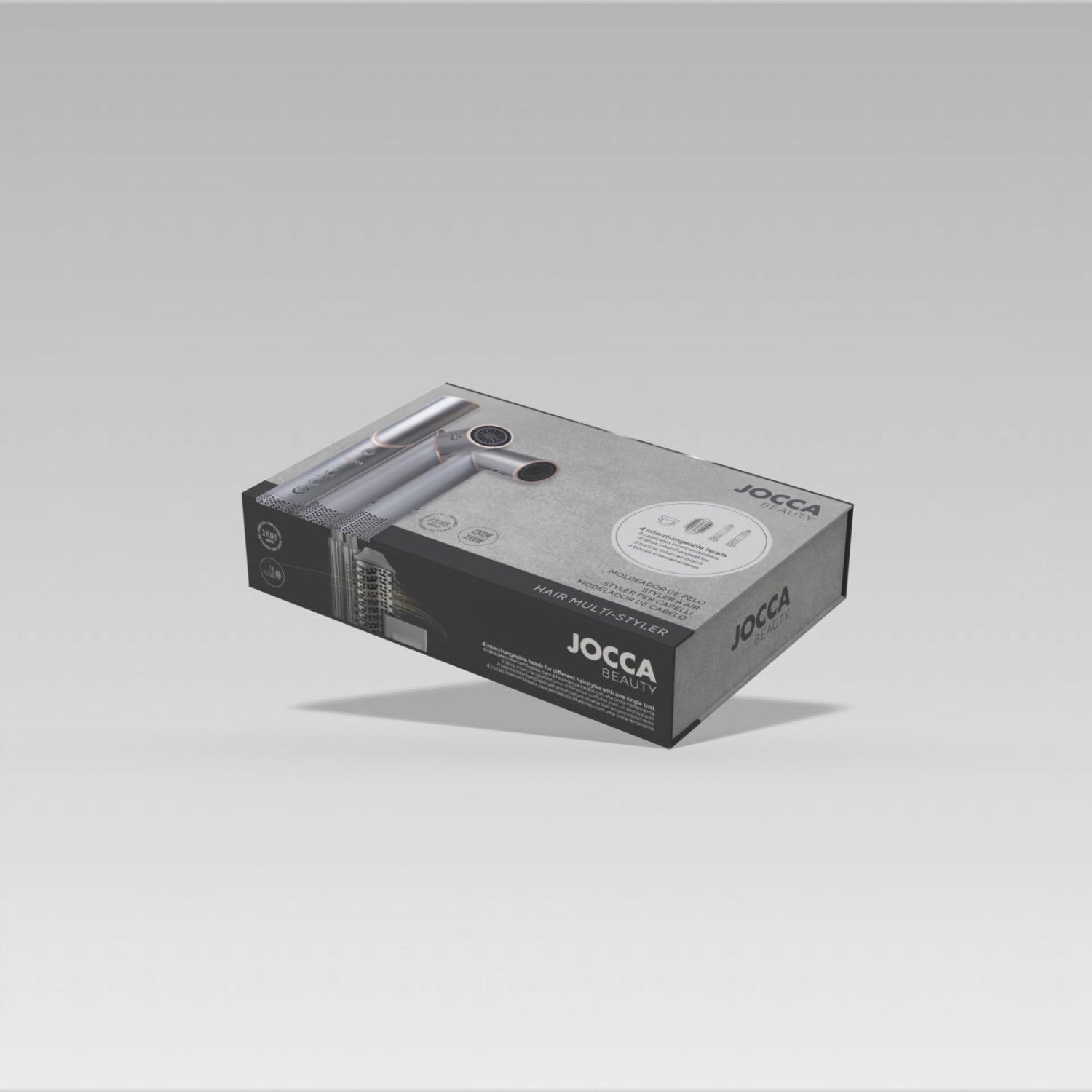 Jocca Styler Pieghevole 2726 BLDC 1400W 90.000 RPM Ionico 4 Testine Intercambiabili Testa Girevole 3 Temperature 3 Velocità