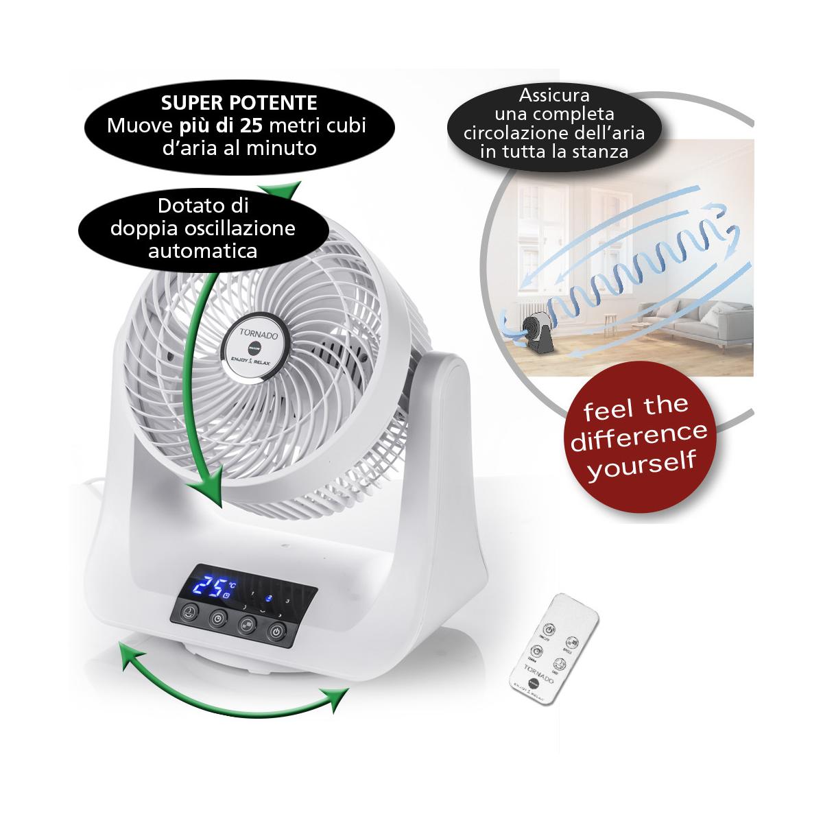 Macom Tornado Ventilatore Doppia Oscillazione Bianco