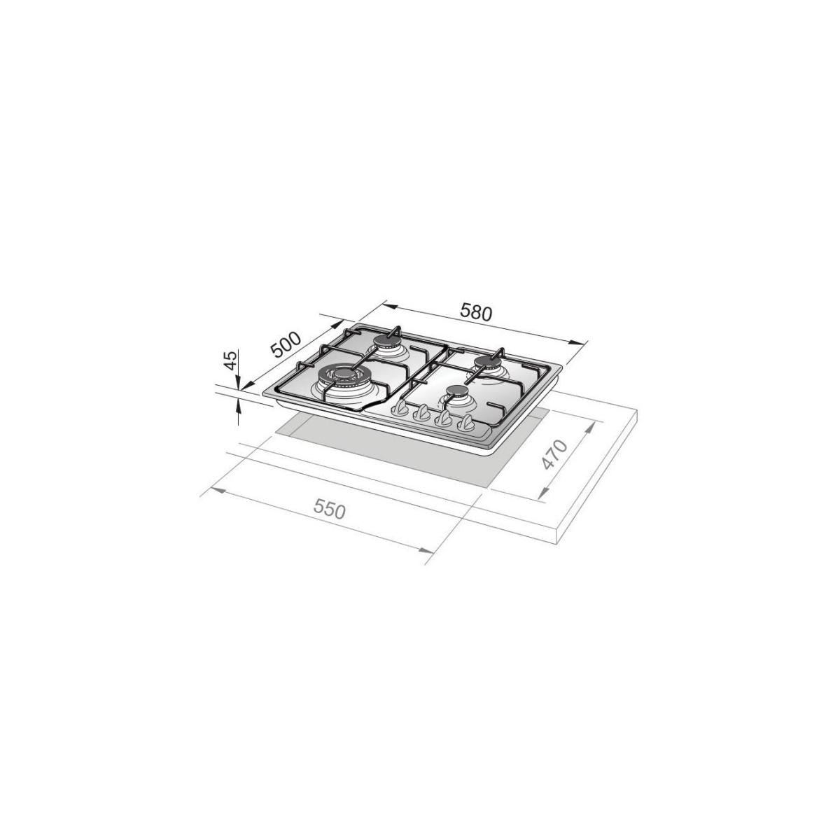 De Longhi IF 46 ASDV SP N Piano Cottura Da Incasso 58 cm Gas 4 Fornelli Acciaio Inossidabile