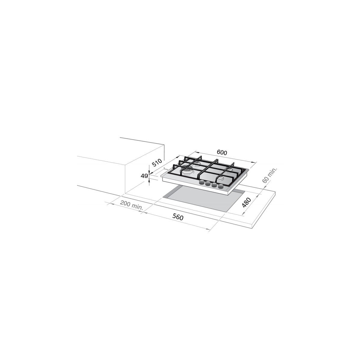 De Longhi FFA 46 ASDV piano cottura Acciaio inox Da incasso 60 cm Gas 4 Fornelli