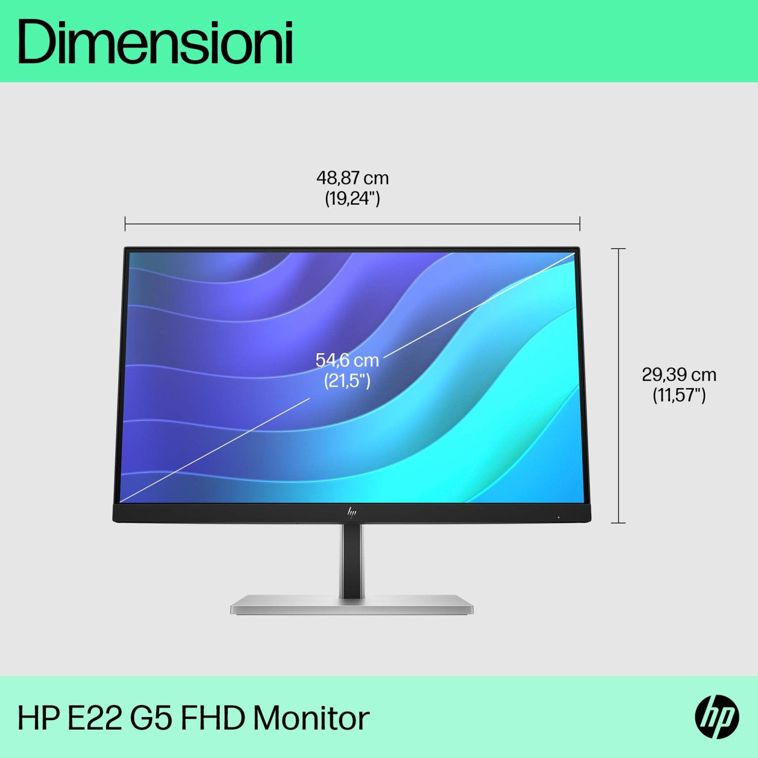 HP E-Series E22 G5 FHD Monitor Monitor PC 54,6 cm (21.5pollici) 1920 x 1080 Pixel Full HD LED Nero, Argento