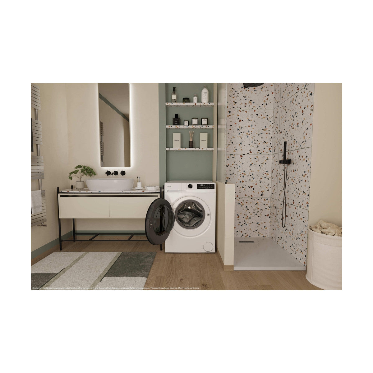 Candy ProWash 300, Lavasciuga Slim 8 5 KG, 10 più efficente della classe A, 1400 giri, Bianco, Inverter, Fresh Vapor, GWD 485SB6-S