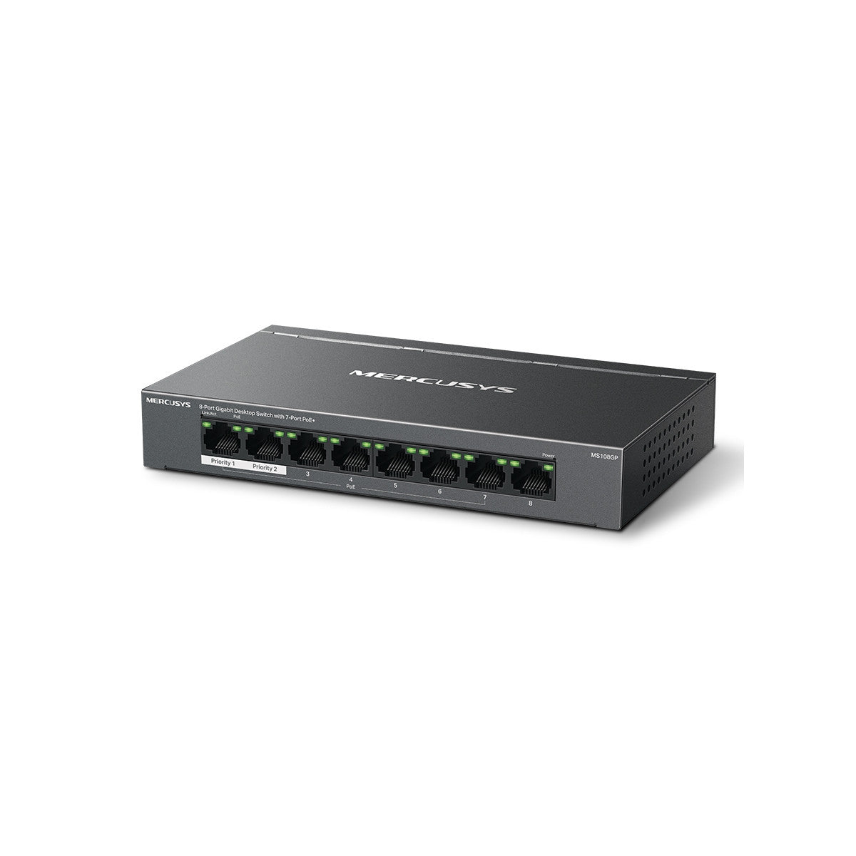 Mercusys MS108GP switch di rete Gestito Gigabit Ethernet (10/100/1000) Supporto Power over Ethernet (PoE) Nero