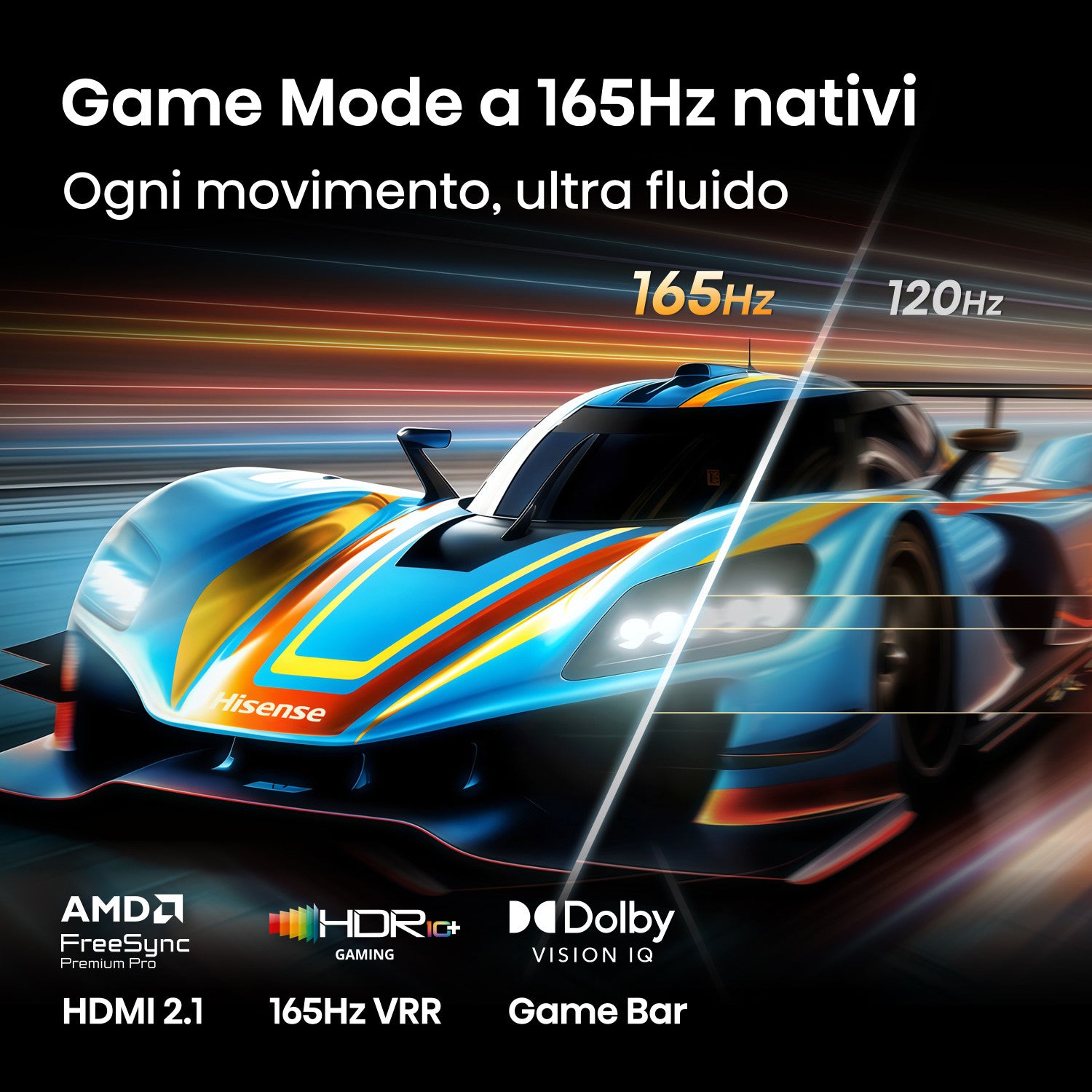 Hisense Smart TV MiniLED 165Hz 65" 4K 65U7S PRO, Schermo Anti-Riflesso, Dolby Atmos 2.1.2 By Devialet, VIDAA OS, Dolby Vision IQ, Native 165Hz Game Mode, 4 HDMI 2.1, Wifi, BT, AirPlay2, lativù 4K