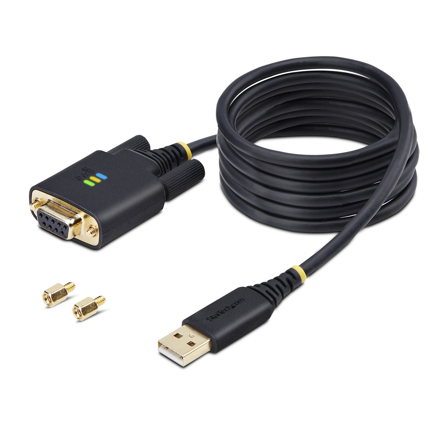 StarTech.com Cavo adattatore seriale da USB a Null Modem, ritenzione COM, FTDI, USB-A a DB9 RS232, viti/dadi DB9 intercambiabili, Windows/macOS/Linux