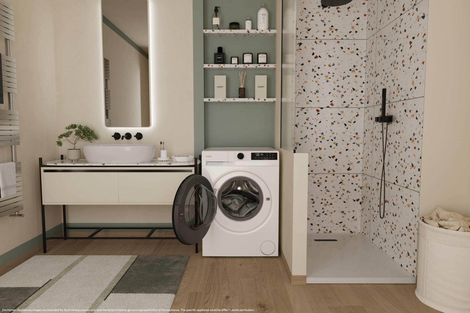 Candy ProWash 300, Lavasciuga Slim 8 5 KG, 10 più efficente della classe A, 1400 giri, Bianco, Inverter, Fresh Vapor, GWD 485SG6-S