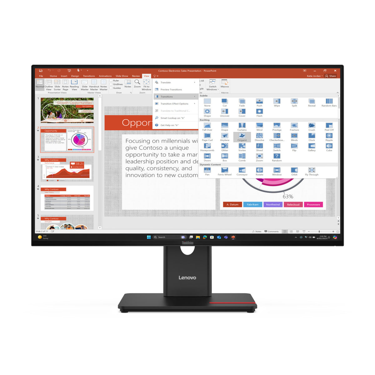 Lenovo ThinkVision T27-40 LED display 68,6 cm (27 pollici) 1920 x 1080 Pixel Full HD Nero