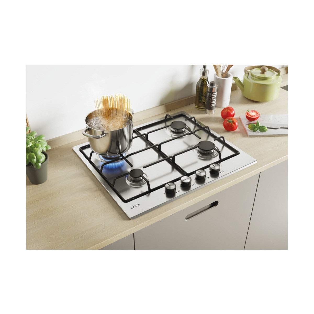 Candy ESSENZA CDIH6WBREX Acciaio inox Da incasso 60 cm Gas 4 Fornelli