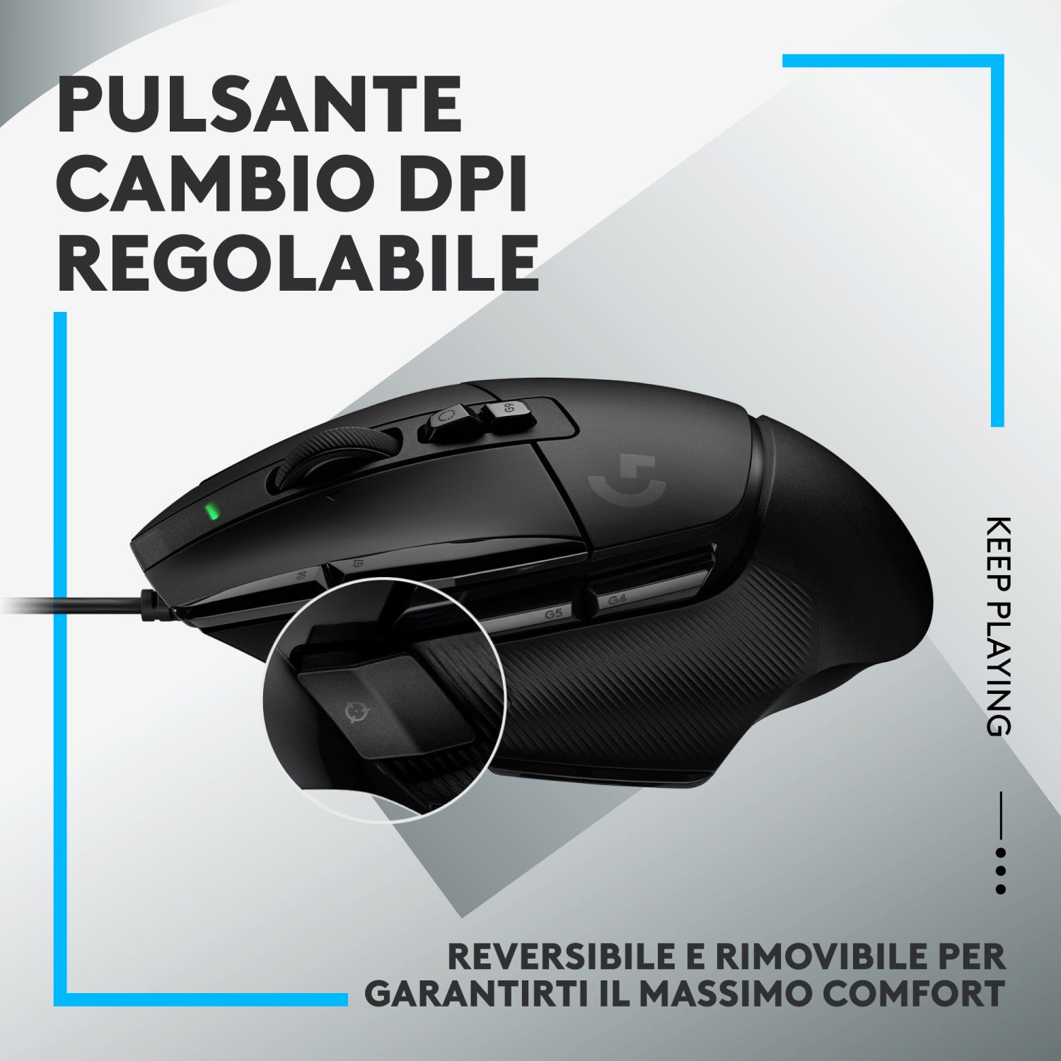 Logitech G G502 X Mouse Mano Destra USB Tipo A Ottico 25600 DPI Nero