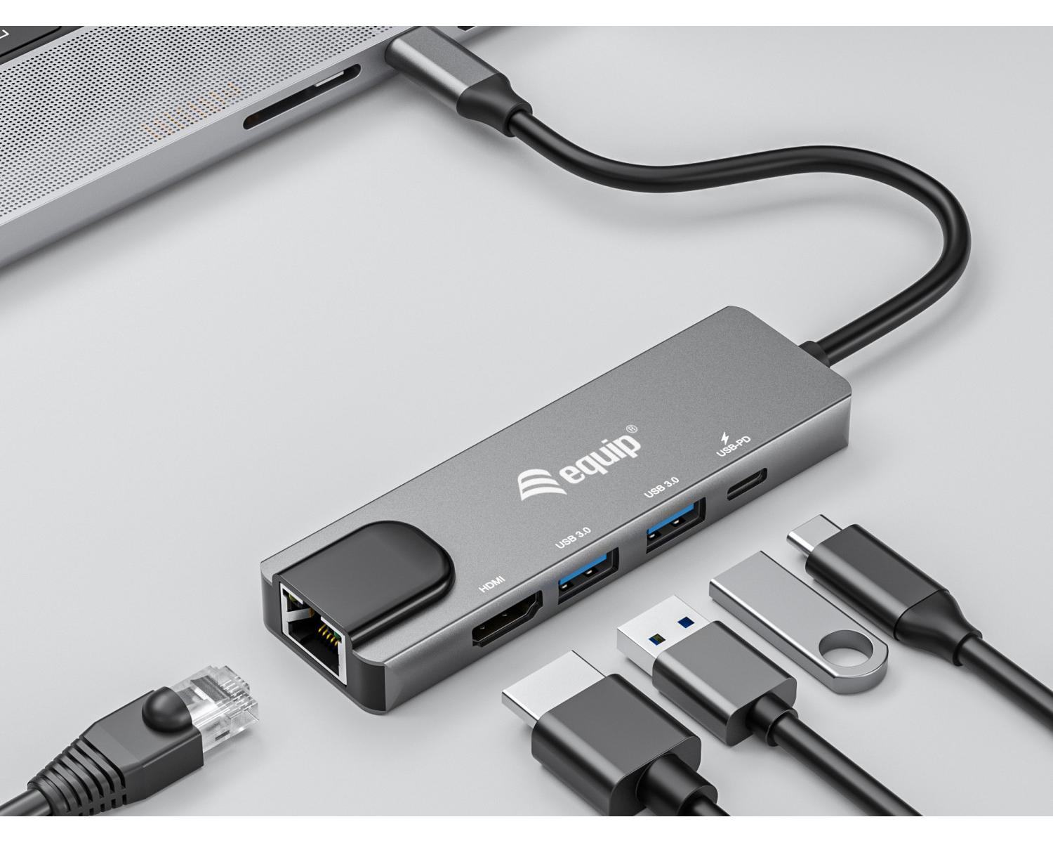 Equip 133489 replicatore di porte e docking station per laptop Cablato USB 3.2 Gen 1 (3.1 Gen 1) Type-C Grigio