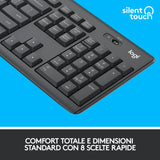 Logitech MK295 Kit Mouse e Tastiera Wireless Tecnologia SilentTouch, Tastierino Numerico, Tasti Scelta Rapida, Tracciamento Ottico Avanzato, Ricevitore USB Nano, Senza Lag, Meno 90 di Rumore