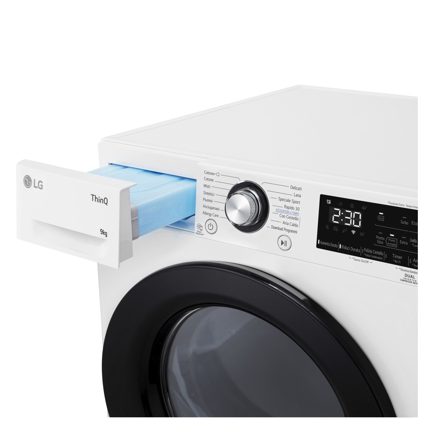 LG RH90V9AVBN Asciugatrice 9kg DUAL Inverter Classe A Condensatore Autopulente Bianco