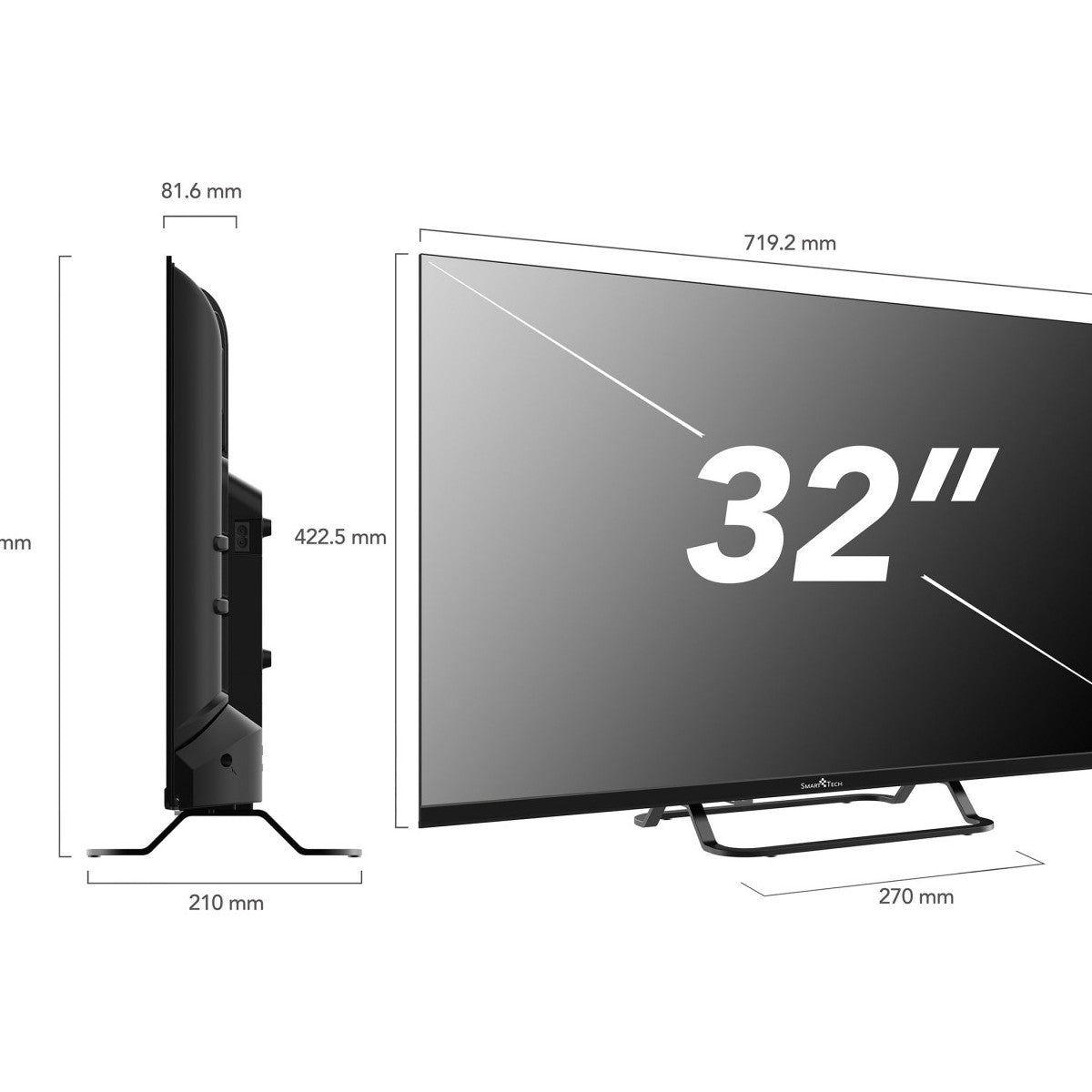 Smart-Tech 32HV02V TV 81,3 cm (32 pollici) HD Smart TV Wi-Fi Nero 180 cd/m²