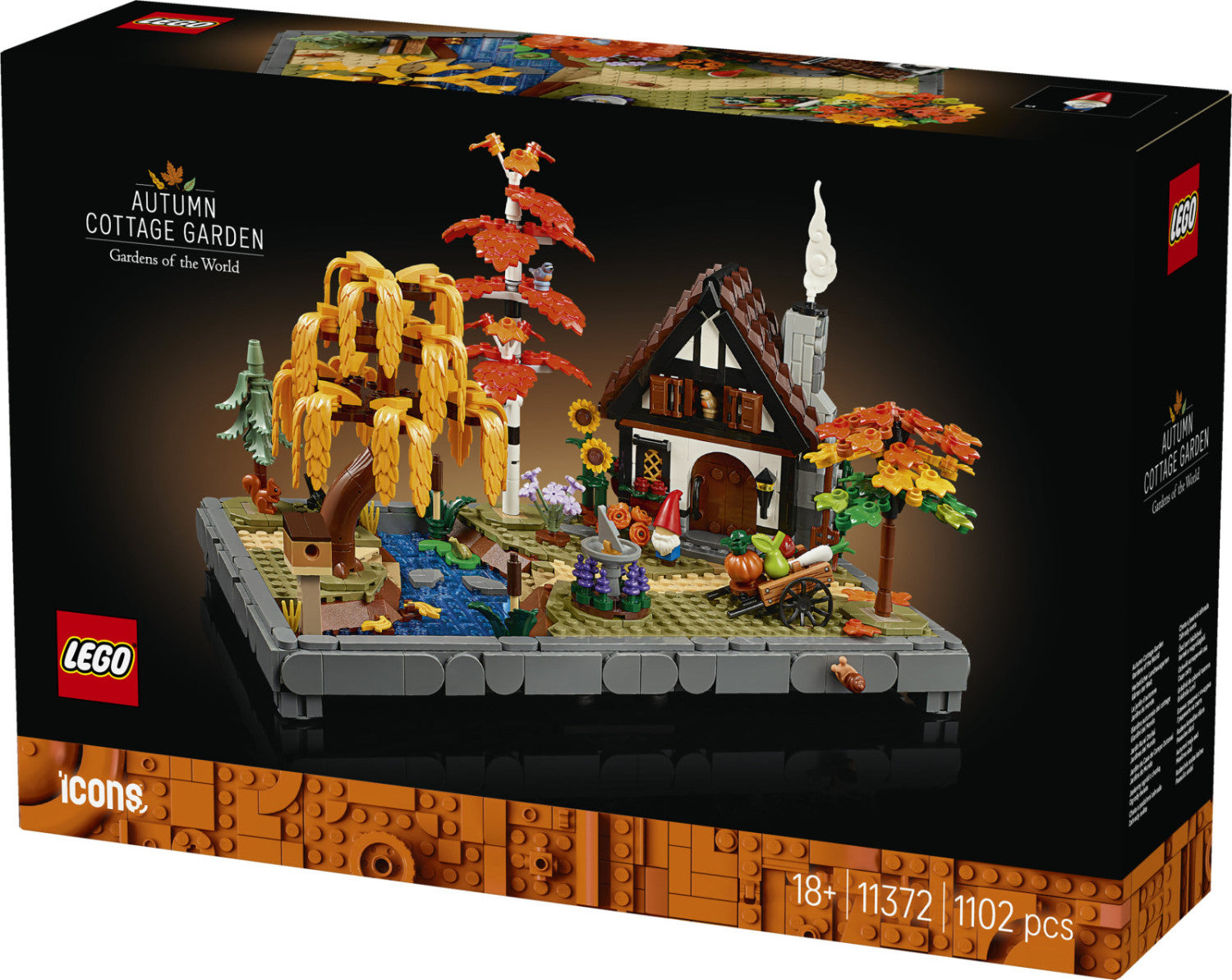 LEGO Icons Giardino Autunnale del Cottage 11372 Set da Costruzione per Adulti 1102 Pezzi