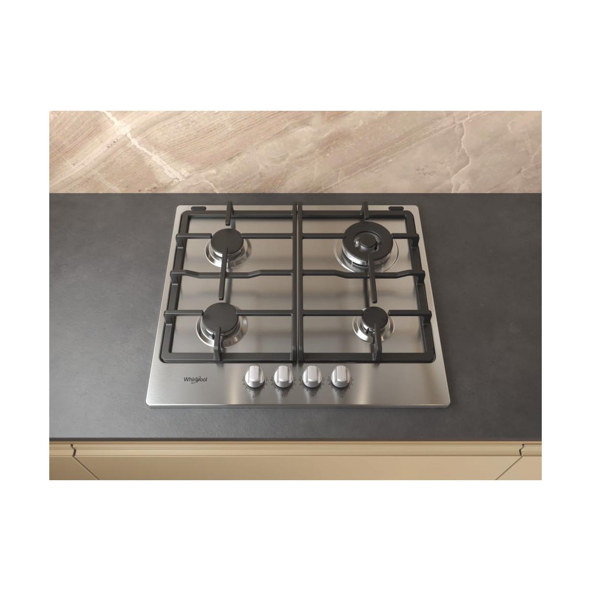 Whirlpool TGML 661 IX R Piano Cottura Stainless Steel da Incasso 58 Cm Gas 4 Fornelli Acciaio