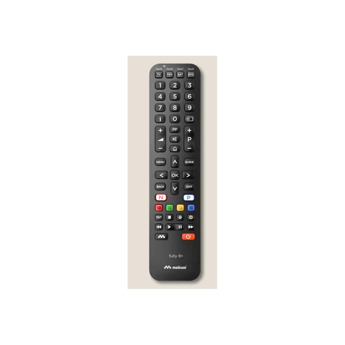 Meliconi Fully 8 Telecomando IR Wireless Universale Pulsanti Nero