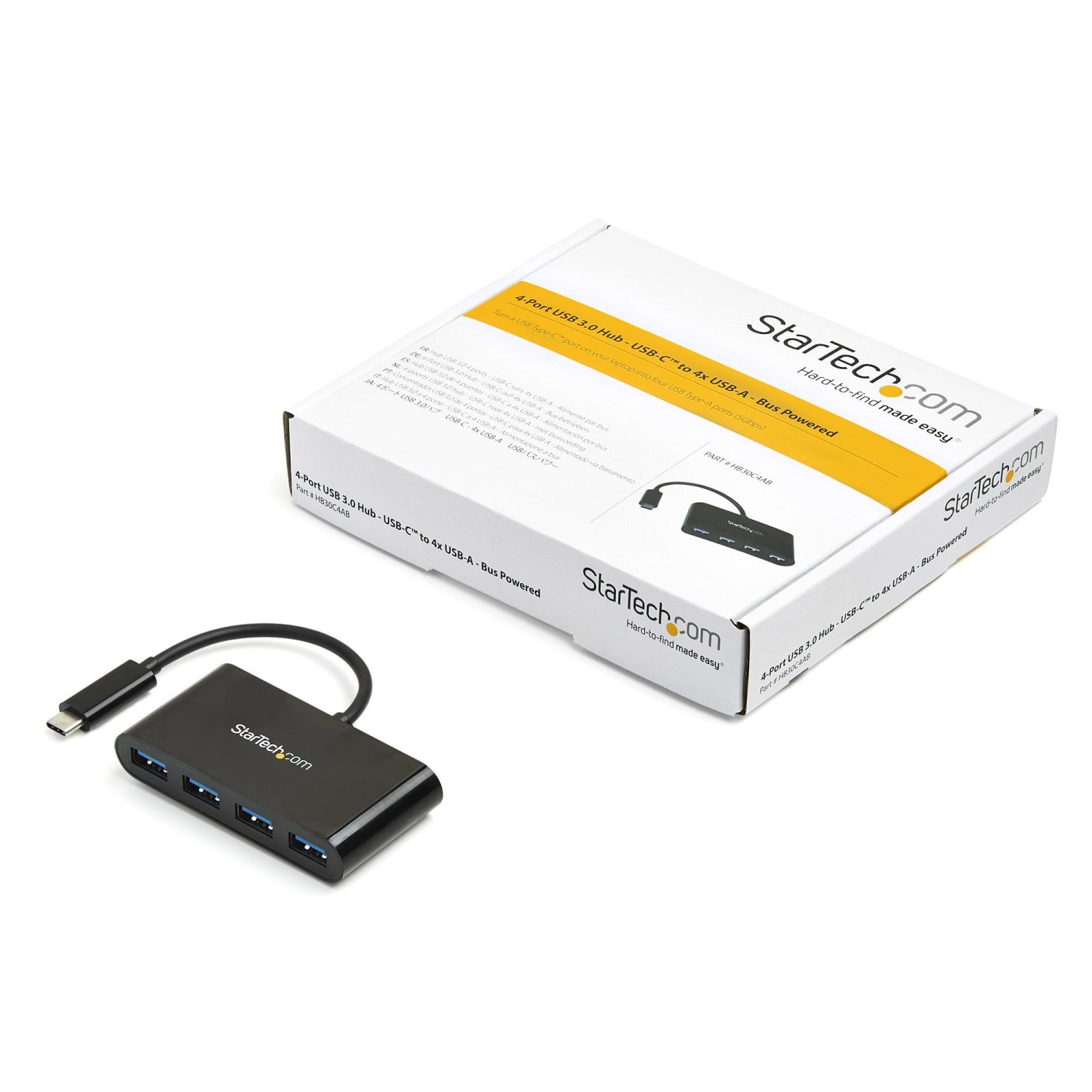 StarTech.com HB30C4AB hub di interfaccia USB 3.2 Gen 1 (3.1 Gen 1) Type-C 5000 Mbit/s Nero