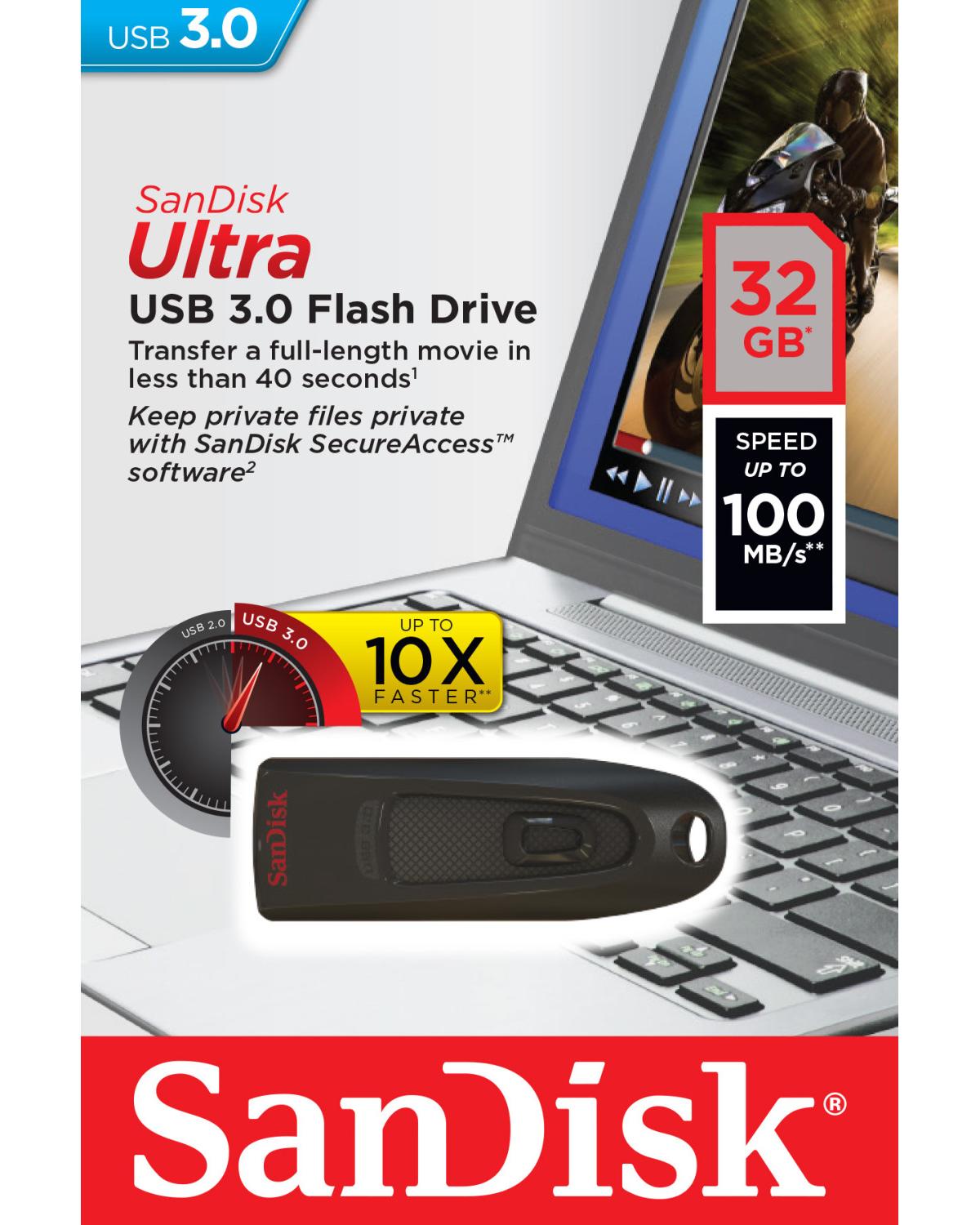 Sandisk B00YHR9WQA Pendrive 32Gb Cruzer Ultra Usb 3 0 Nero