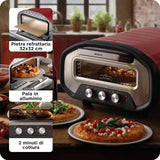 Ariete 3901 Da Gennaro, Forno per pizza, 2200W, Temperatura 430 C, 2 minuti di cottura, Pietra refrattaria, Rosso