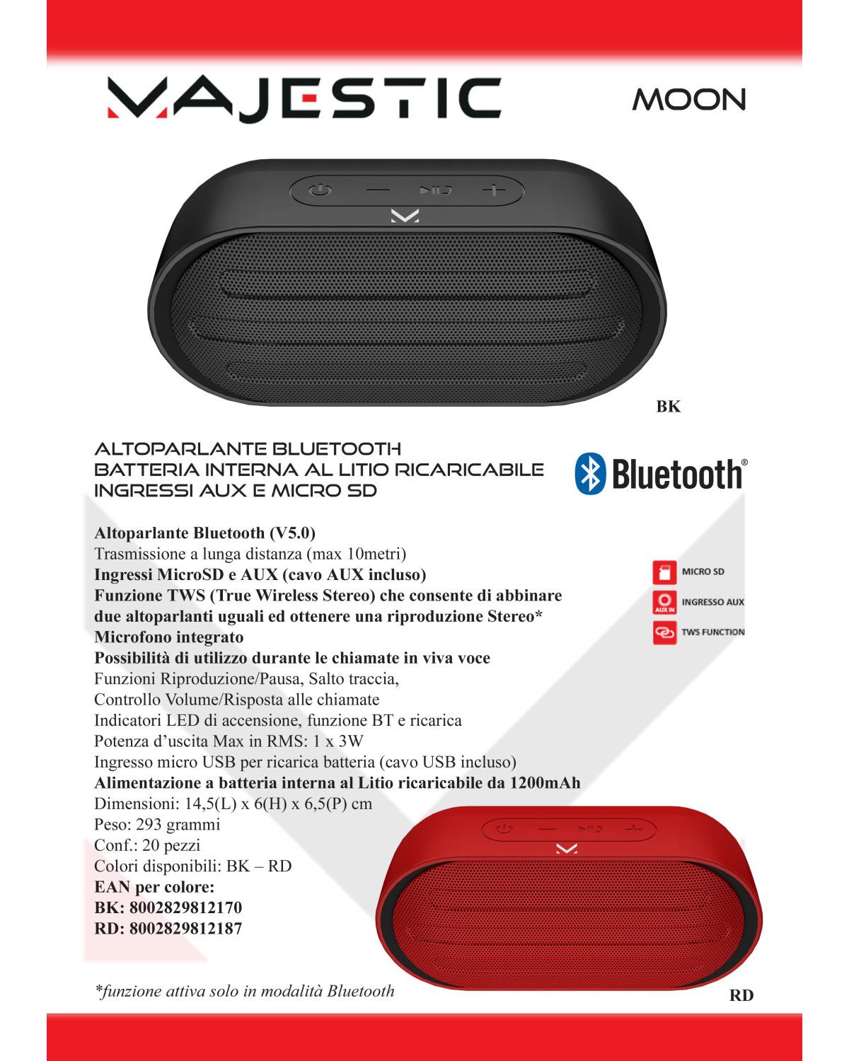 New Majestic Moon Altoparlante portatile mono Nero 3 W