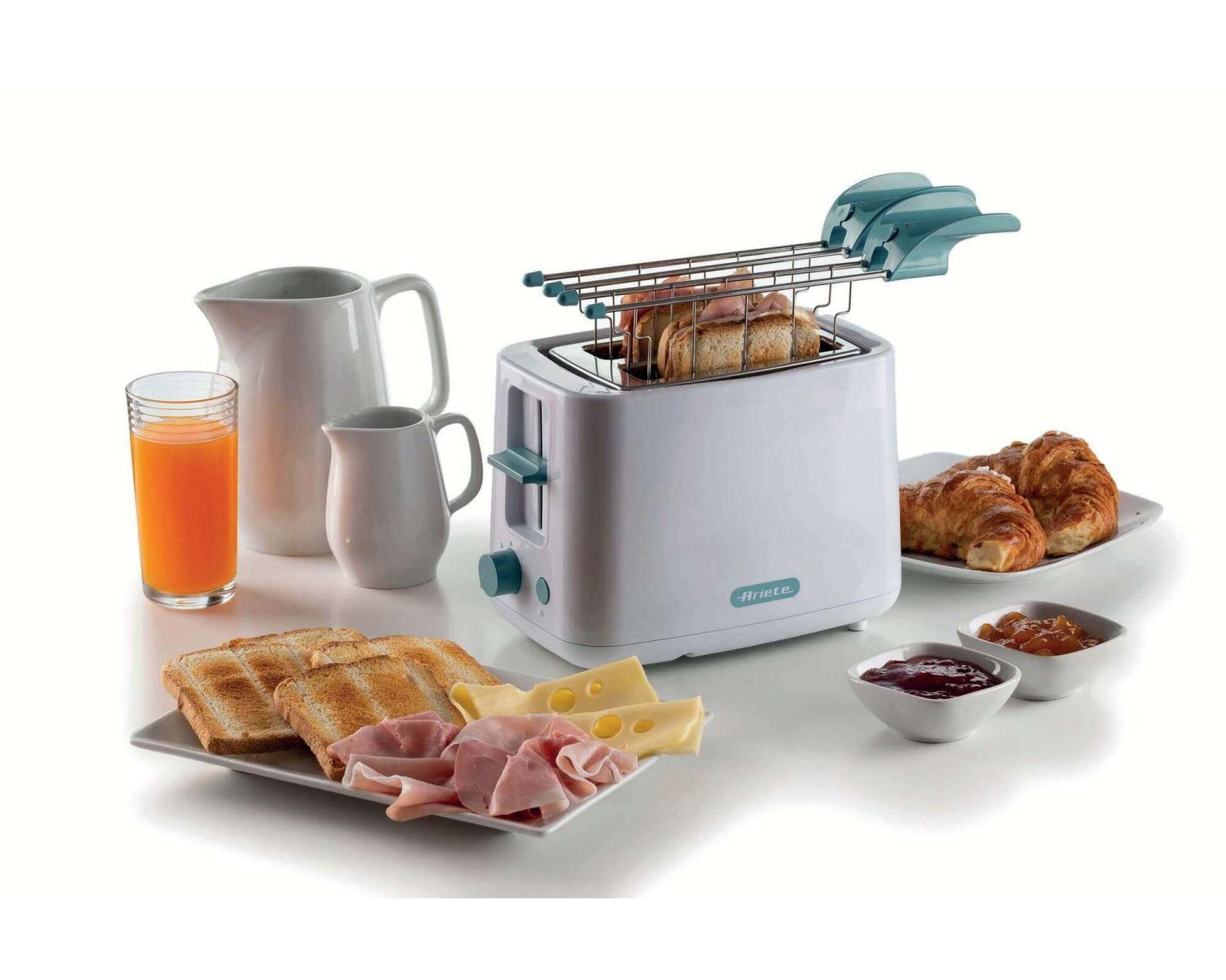 Ariete 157 Tostapane Breakfast 760W 2 Fette di Pane Pinze Acciaio Inox 7 Livelli Bianco
