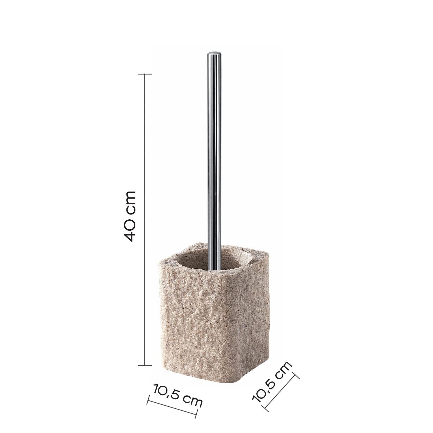 Gedy Portascopino WC Aries Beige in Resina e Sabbia con Manico Cromato 10,5x10,5x40 cm