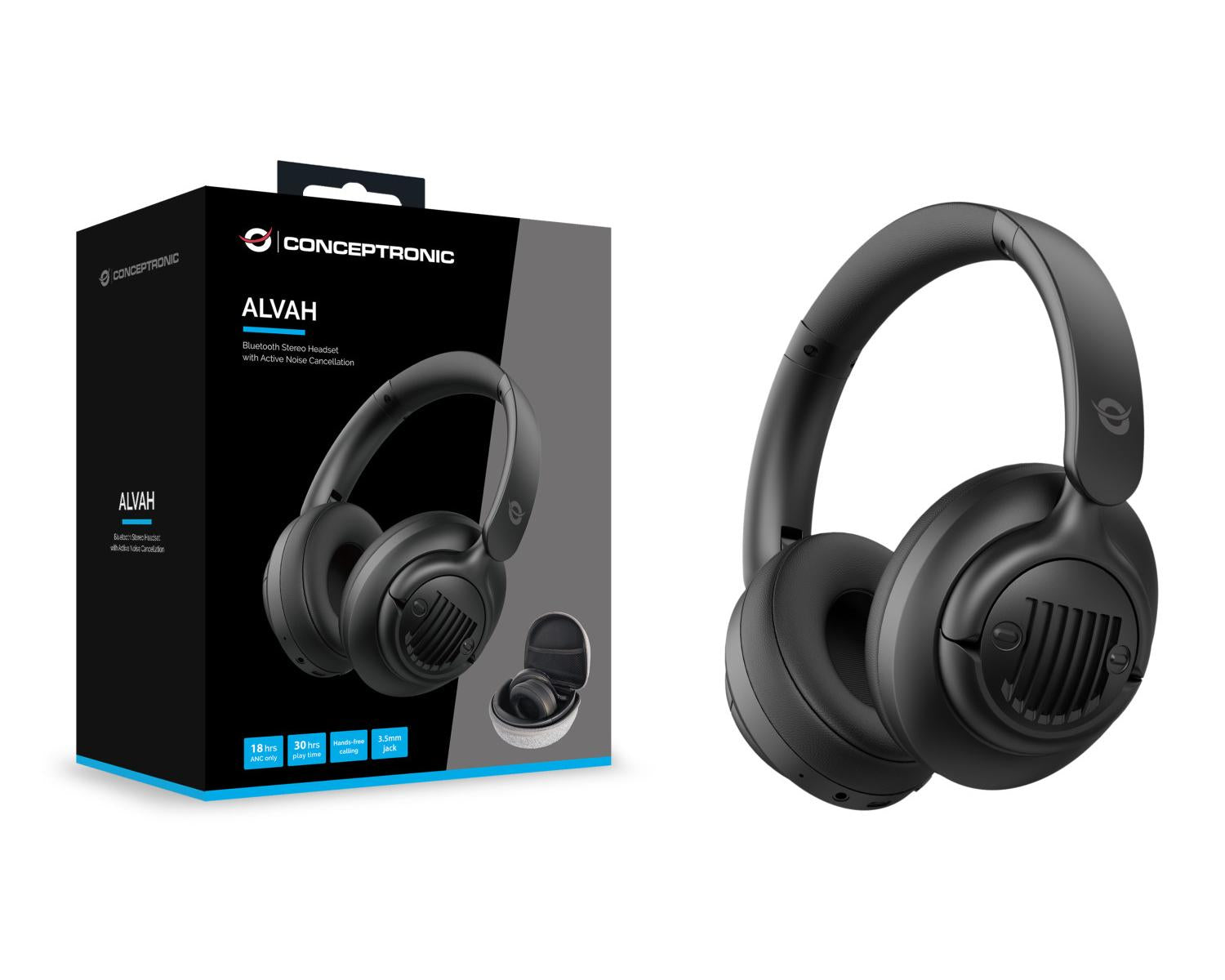 Conceptronic ALVAH02B cuffia e auricolare Con cavo e senza cavo A Padiglione Musica e Chiamate Bluetooth Nero