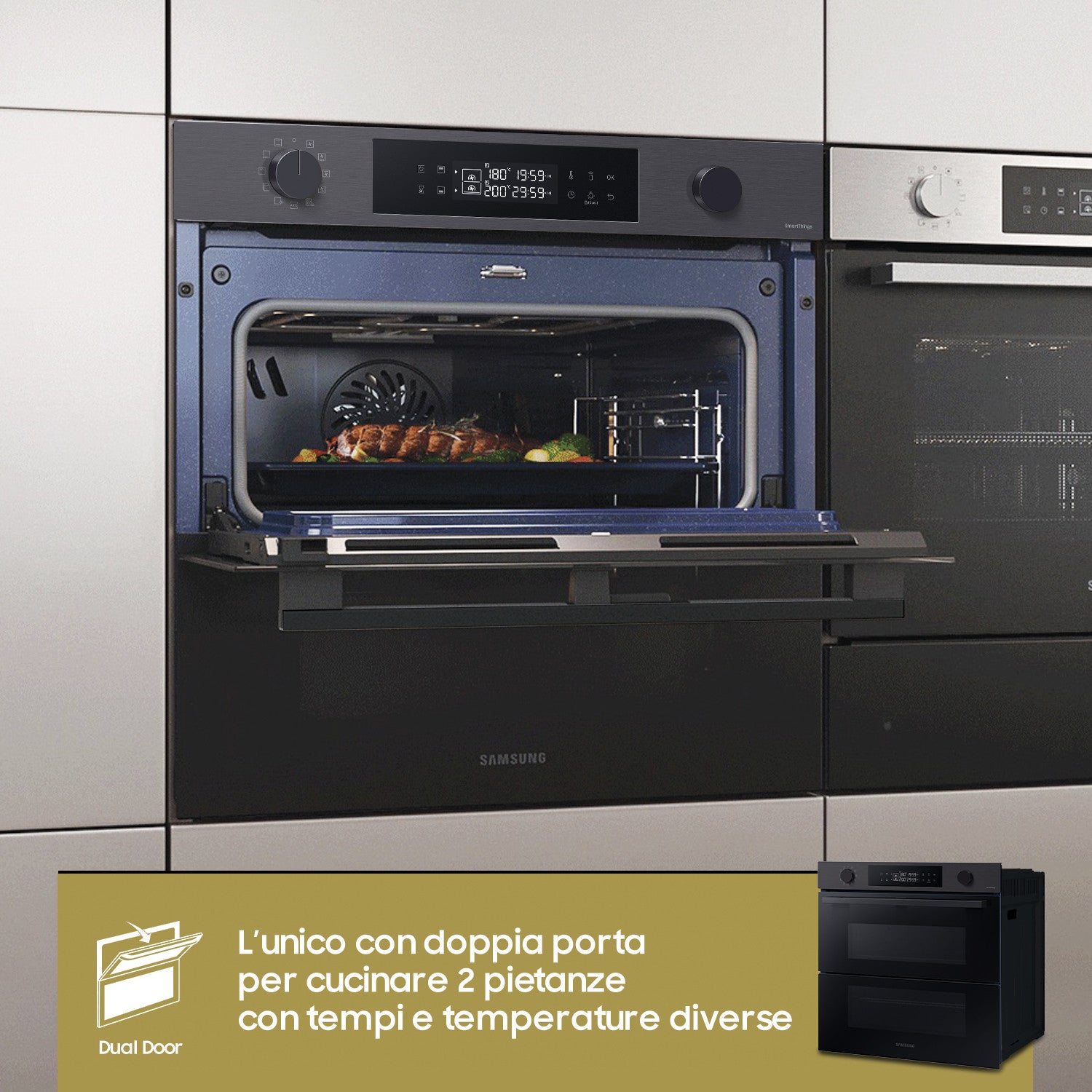 Samsung NV7B4540VBB Forno ad Incasso Dualck Flex Vapore 76 L Classe A Nero