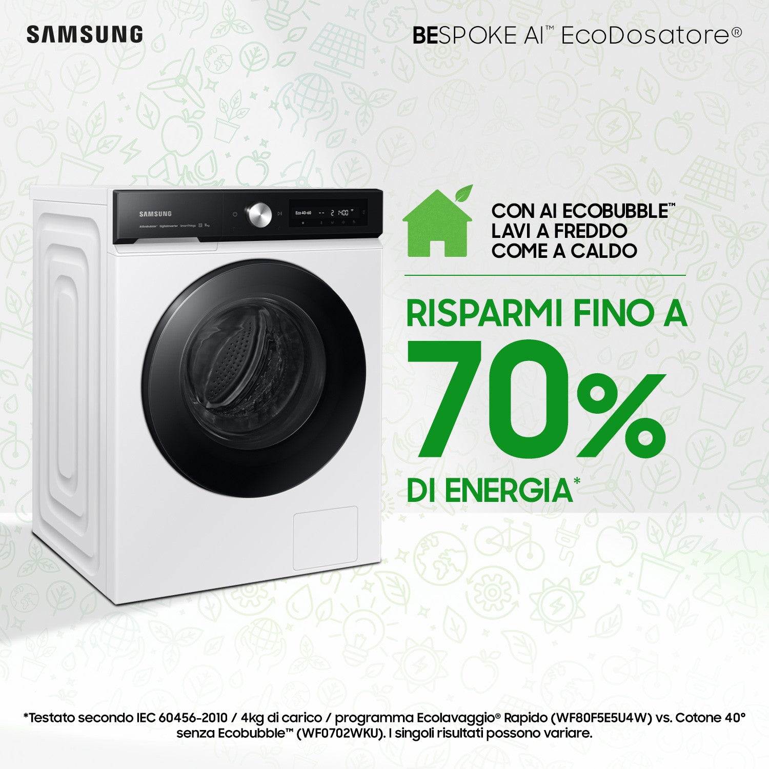 Samsung WW90DB7U94GEU3 Lavatrice Caricamento frontale 9 kg 1400 Giri/min Bianco