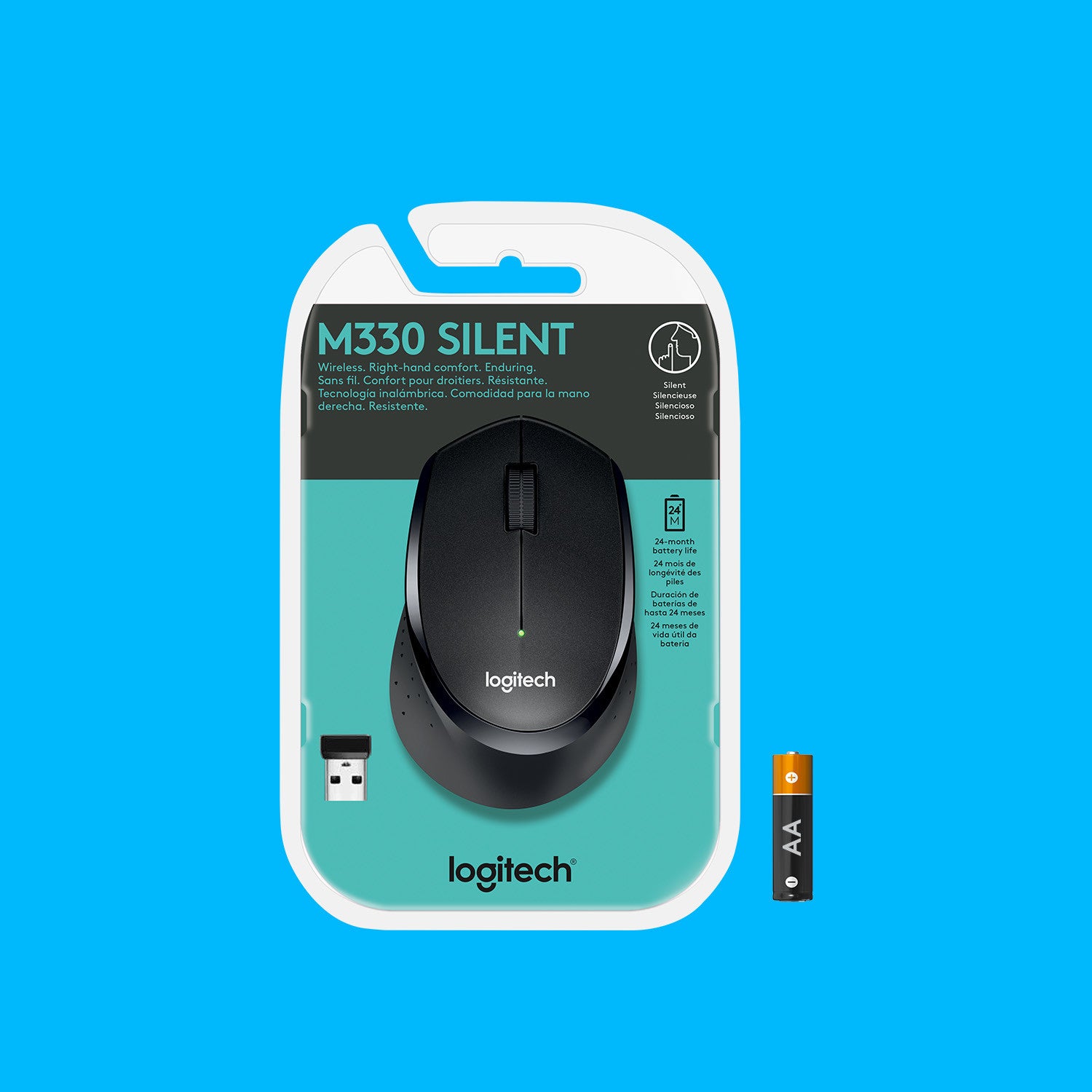 Logitech M330 Silent Plus mouse Mano destra RF Wireless Meccanico 1000 DPI
