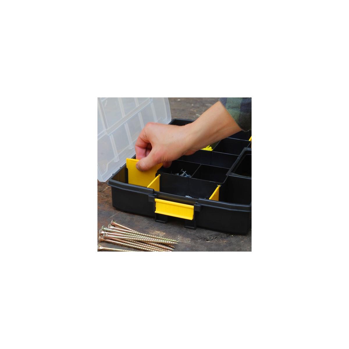Stanley 1-97-483 Cassetta degli attrezzi Scatola per minuteria Nylon Nero, Trasparente, Giallo