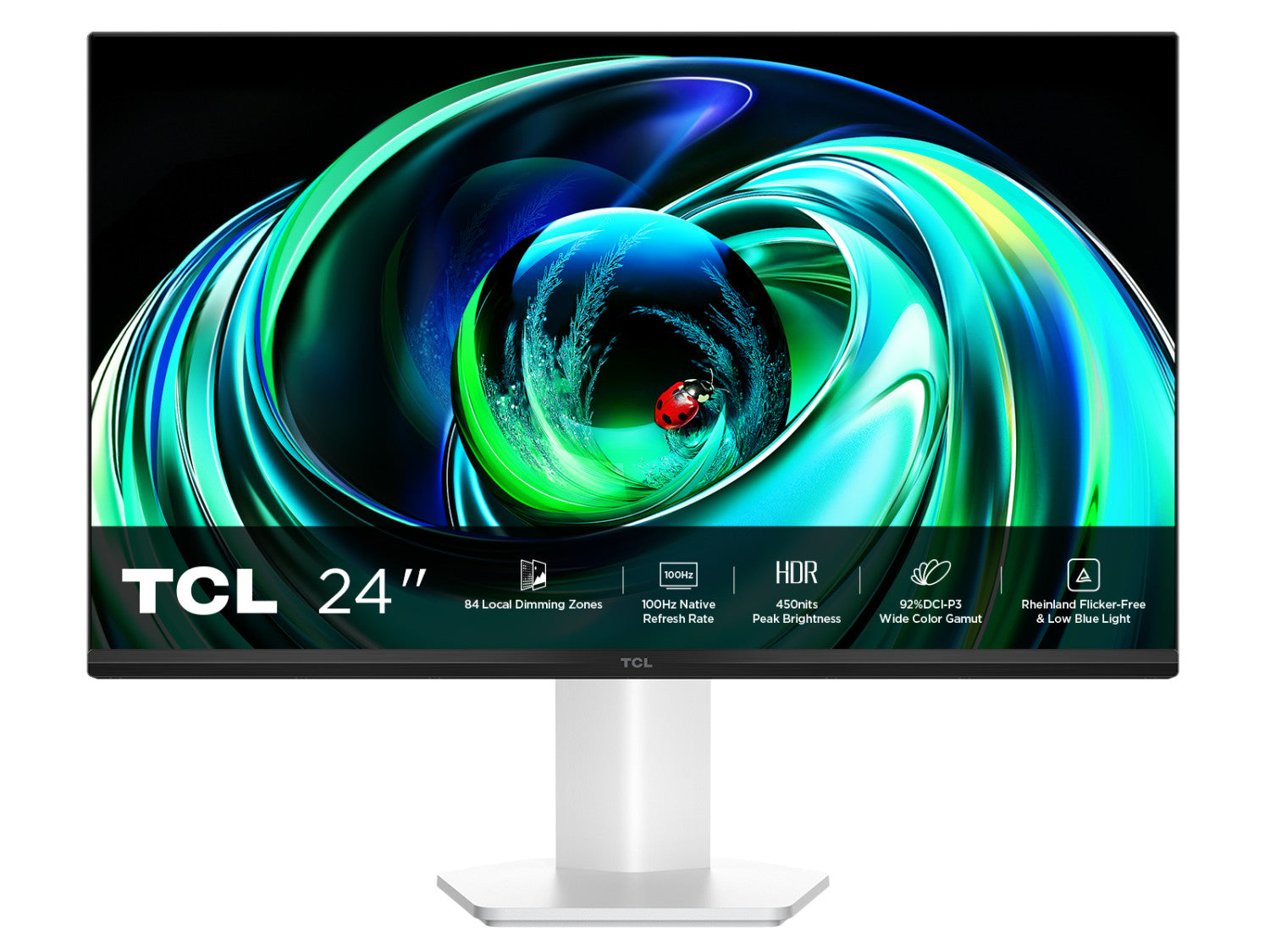 TCL 24G54 Mini-LED Monitor 24pollici, risoluzione Full HD, 100Hz, pannello VA, 450 nits, VESA Display HDR 400, ampia gamma di colori, TÜV Rheinland senza sfarfallio e luce blu bassa
