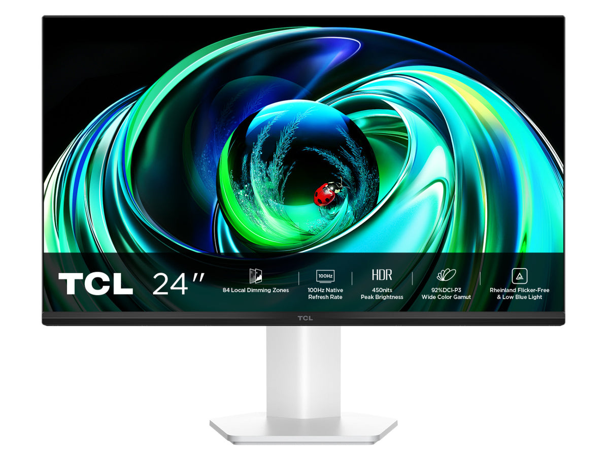 TCL 24G54 Mini-LED Monitor 24pollici, risoluzione Full HD, 100Hz, pannello VA, 450 nits, VESA Display HDR 400, ampia gamma di colori, TÜV Rheinland senza sfarfallio e luce blu bassa