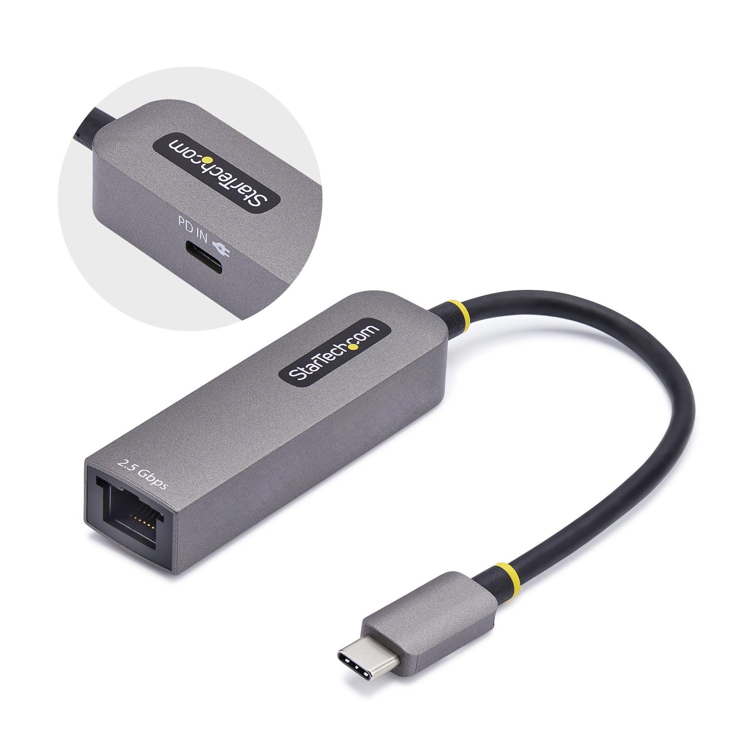 StarTech.com Adattatore Ethernet USB C, Convertitore di Rete NBASE-T 2.5/1GbE da USB Type-C 3.0 a RJ45, NIC PD 100W Pass-Through compatibile Thunderbolt, Win e Mac