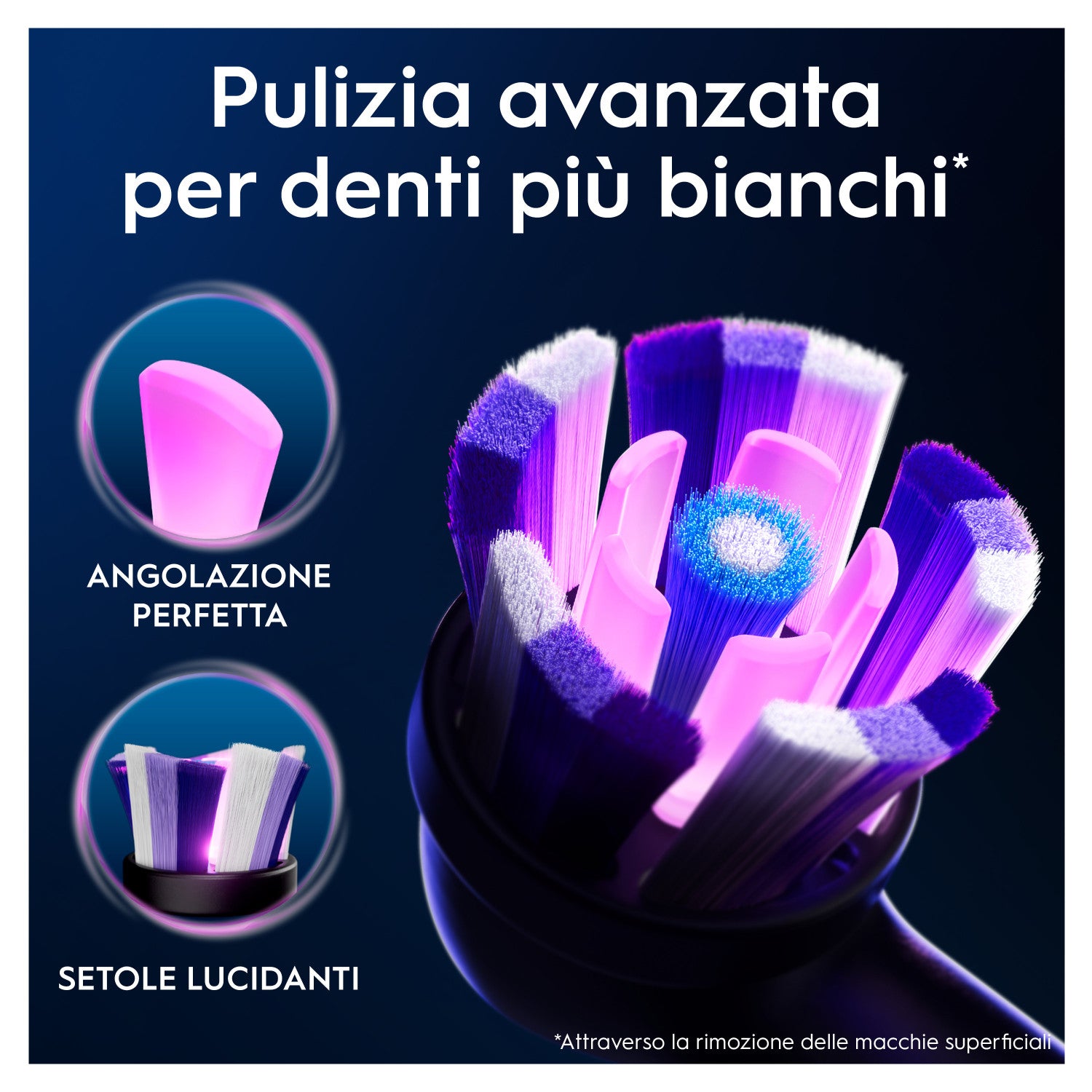 Oral-B Testine di Ricambio iO Series Radiant White Black, testine rotonde di ricambio originali, setole angolate per una rimozione più profonda della placca, con petali lucidanti per lo sbiancamento dei denti, 3