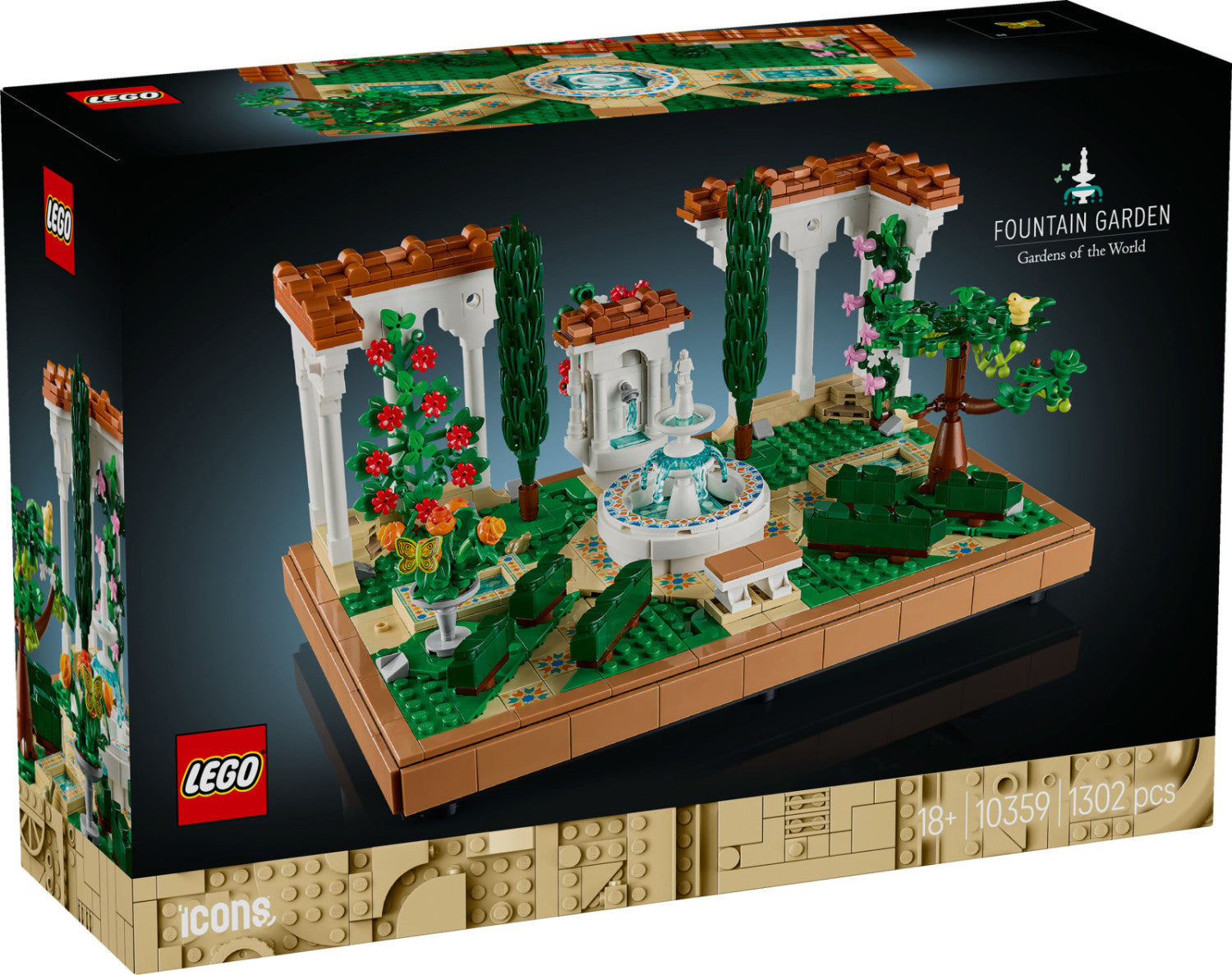 LEGO Icons 10359 Giardino della Fontana Set da Costruzione 1302 Pezzi 18 Anni
